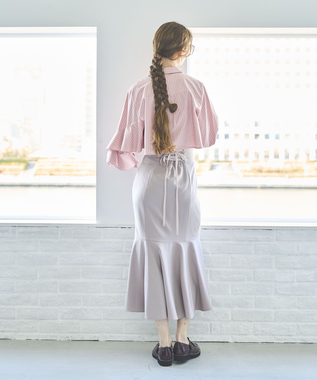 アンドクチュール「アシメギャザーマーメイドスカート」|スカート|