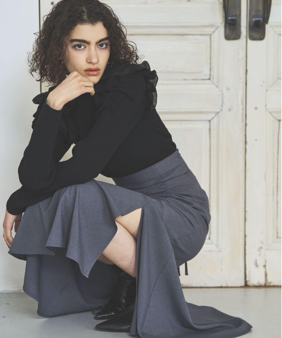 アンドクチュール「アシメギャザーマーメイドスカート」|スカート|ﾁｬｺｰﾙｸﾞﾚｰ