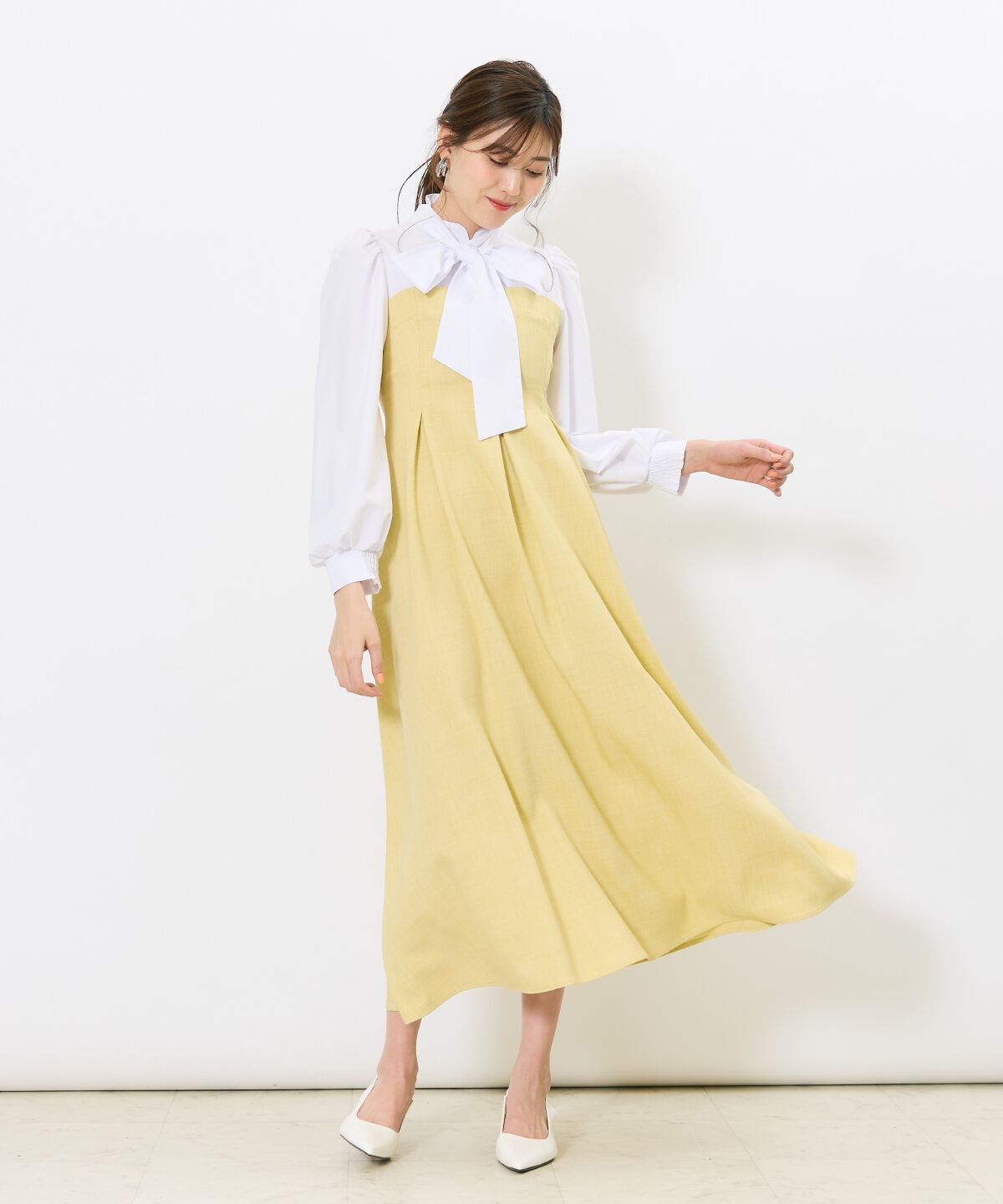 アンドクチュール「ヨーク切替リボンタイワンピース」|ワンピース|