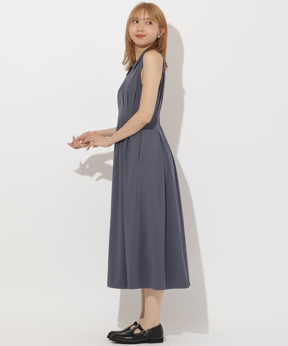 アンドクチュール「ウエストタックセンターZIPワンピース」|ワンピース|