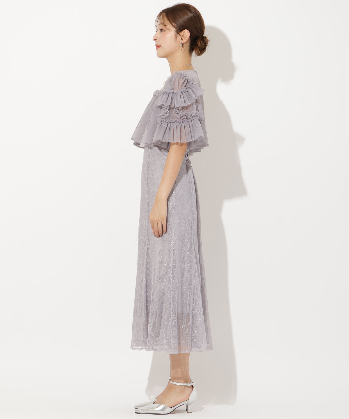 アンドクチュール「チュールフリルブラウス+レースキャミドレス」|ドレス|