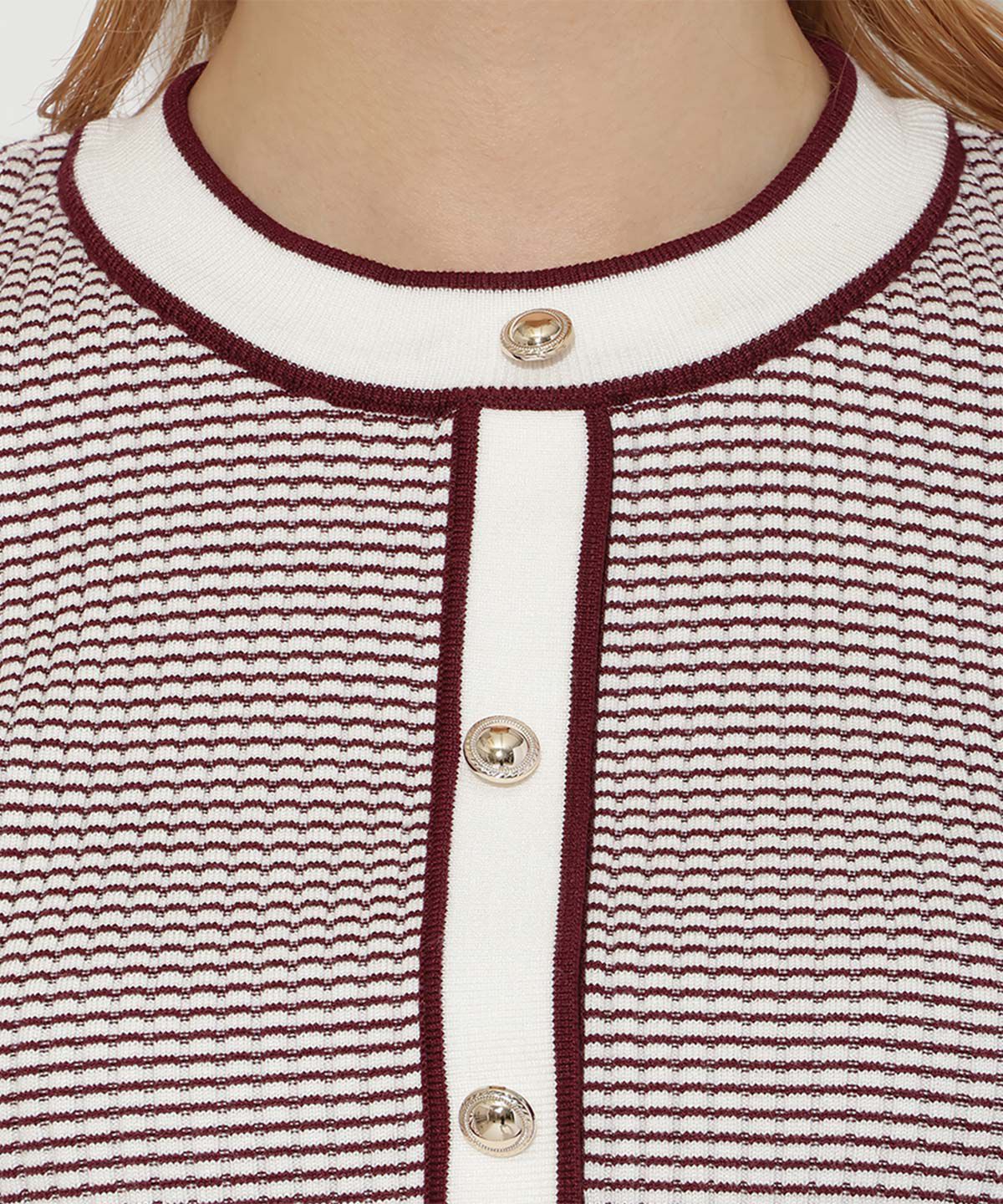 アンドクチュール「ボーダー配色5分袖プルオーバー」|ニット・セーター|