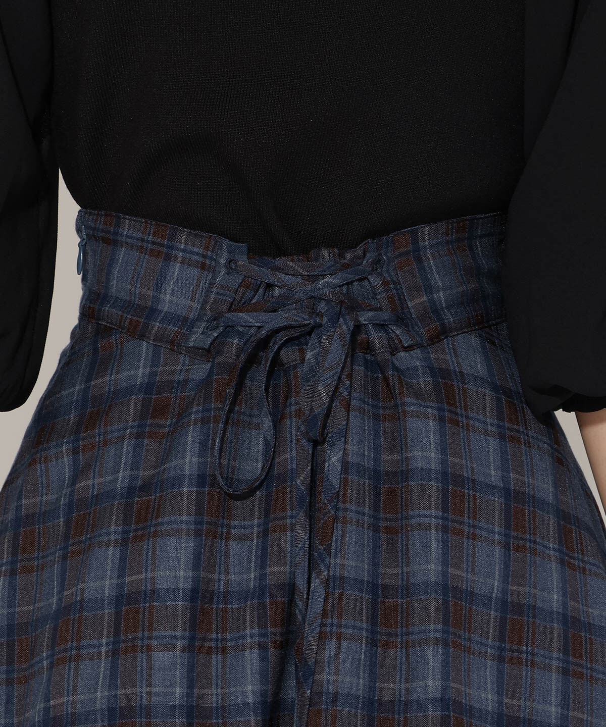 アンドクチュール「チェックアシメティアードスカート」|フレア|