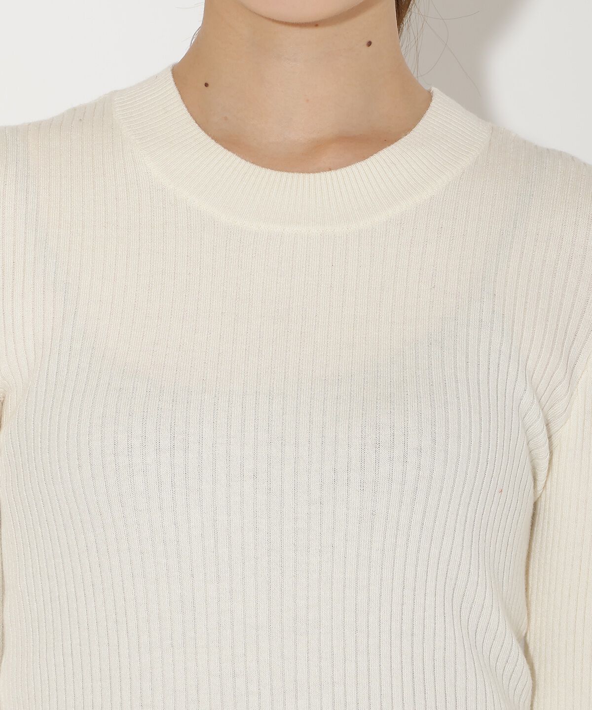 アンドクチュール「肩ギャザーハイネックリブニット」|ニット・セーター|