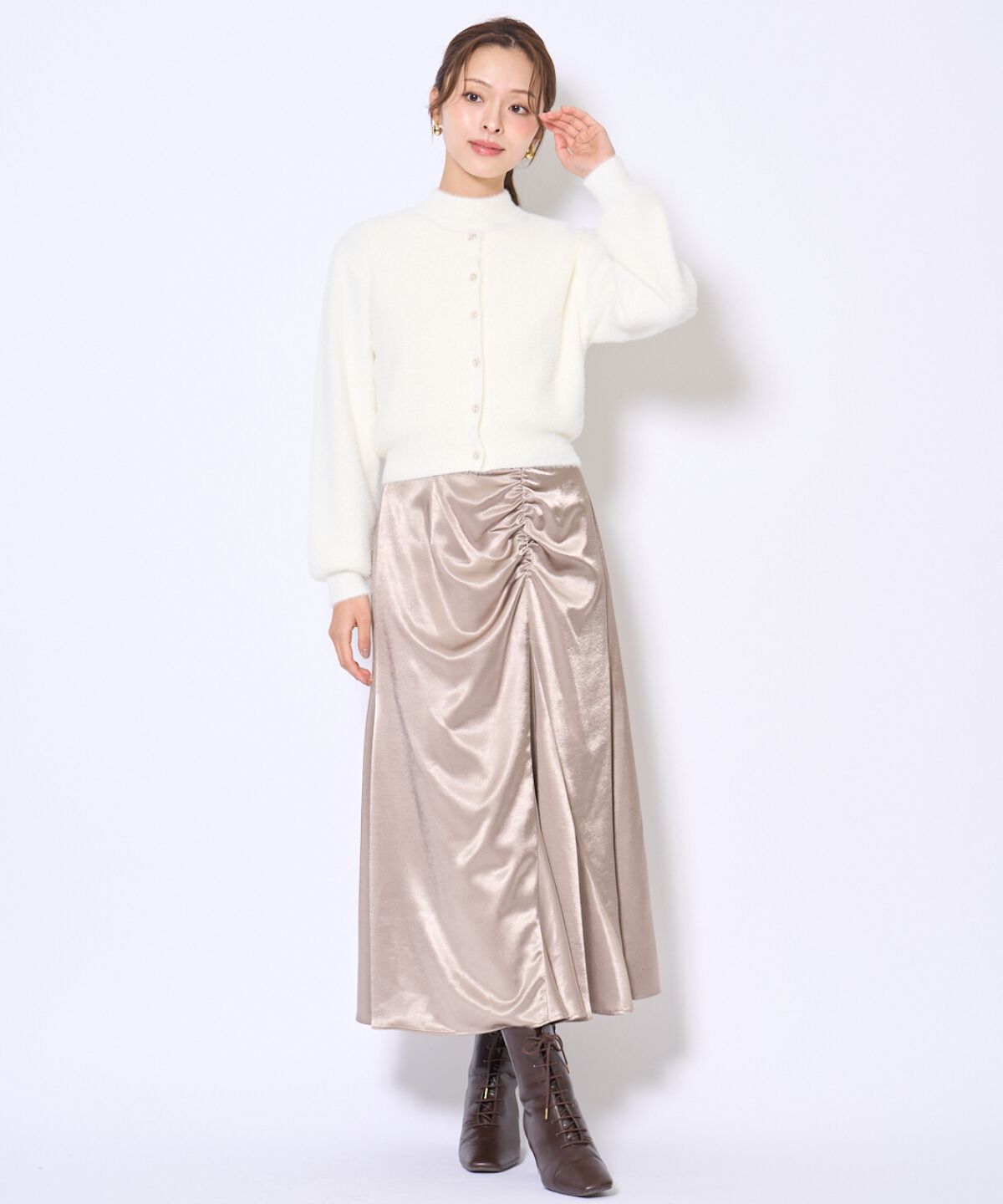 アンドクチュール「ラメフェザーニットアンサンブル」|カーディガン|