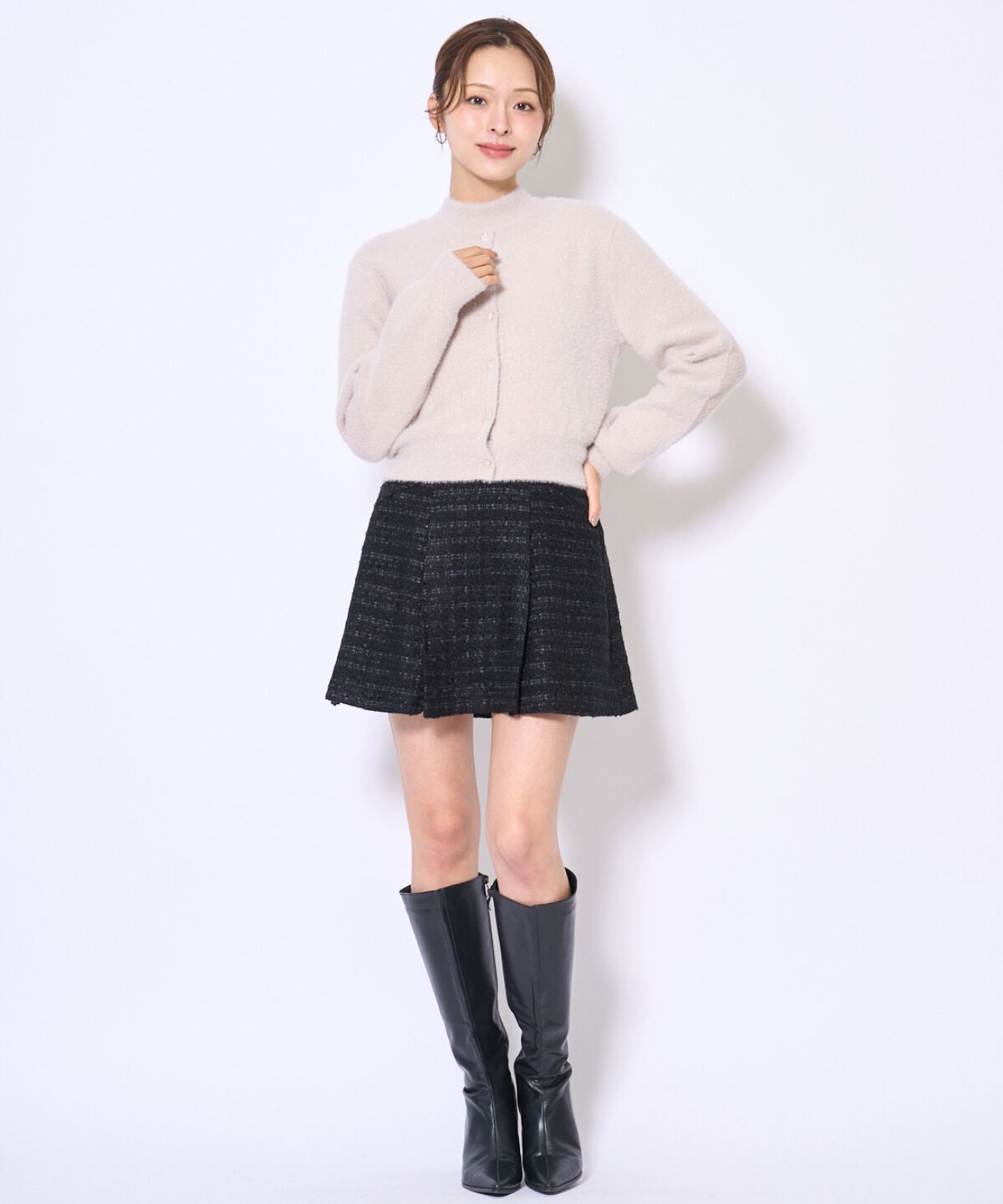 アンドクチュール「ラメフェザーニットアンサンブル」|カーディガン|