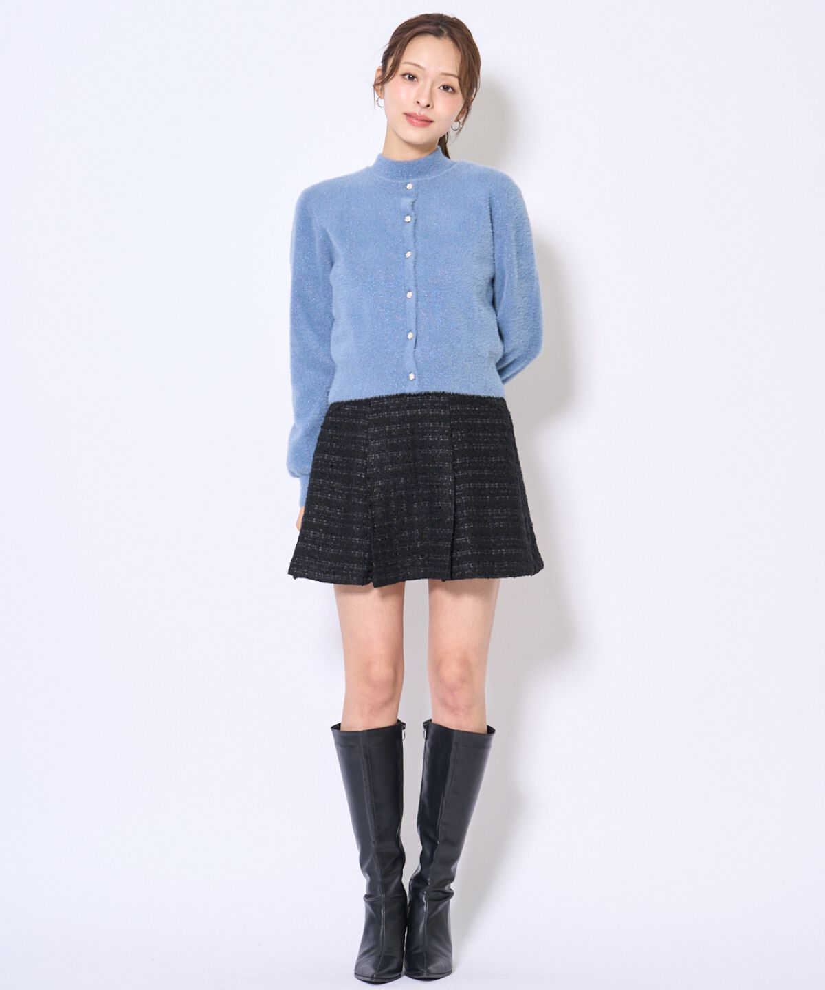 アンドクチュール「ラメフェザーニットアンサンブル」|カーディガン|