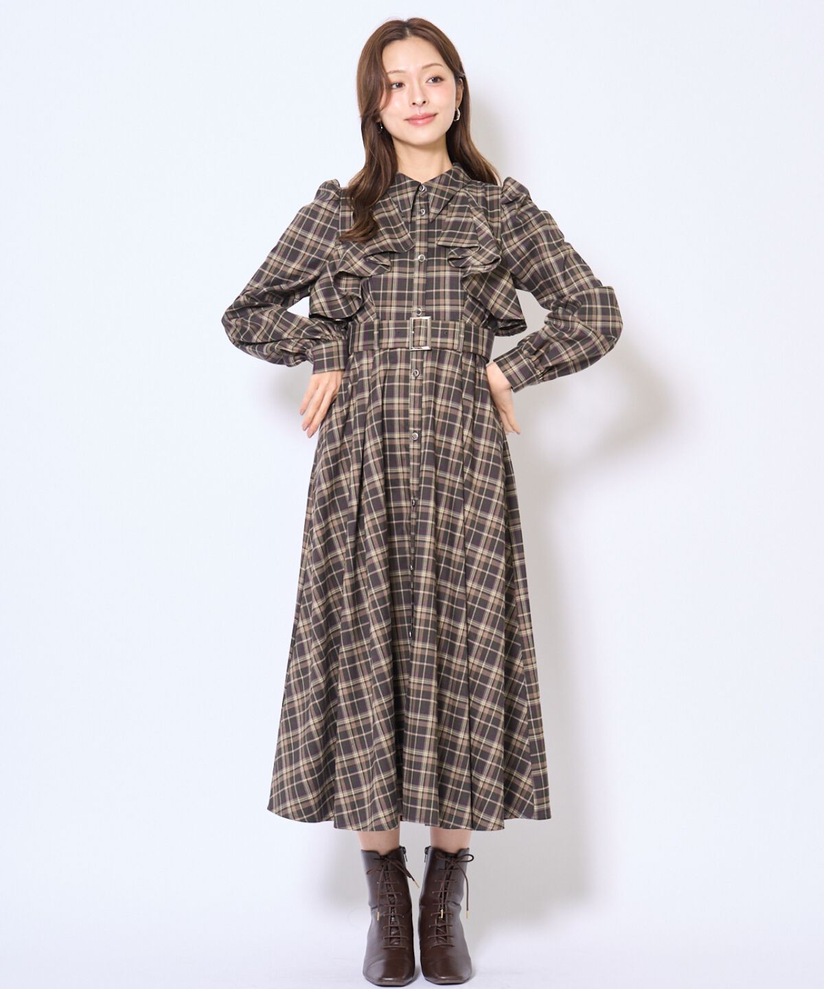 アンドクチュール「フリルケープシャツワンピース」|ワンピース|