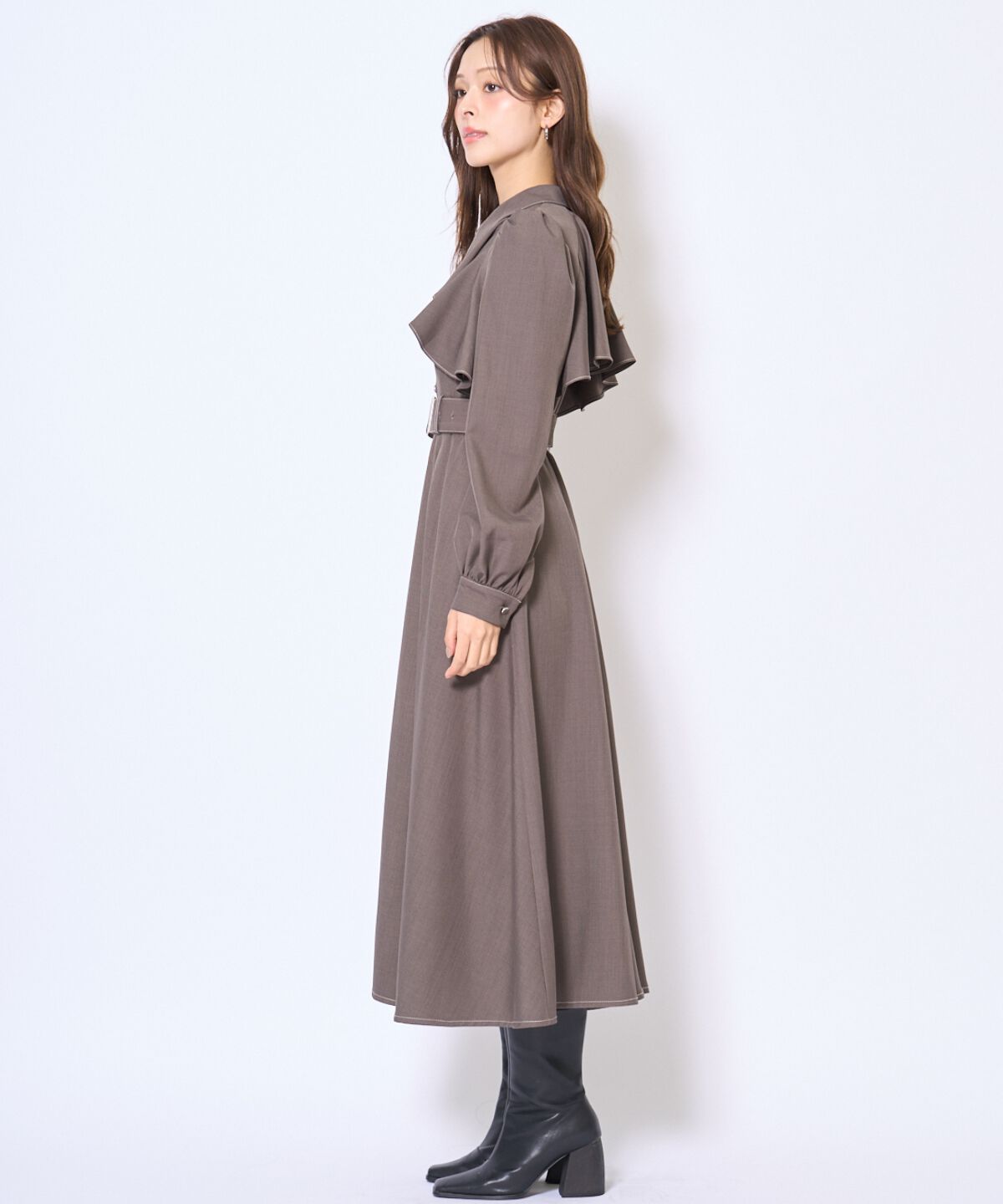 アンドクチュール「フリルケープシャツワンピース」|ワンピース|