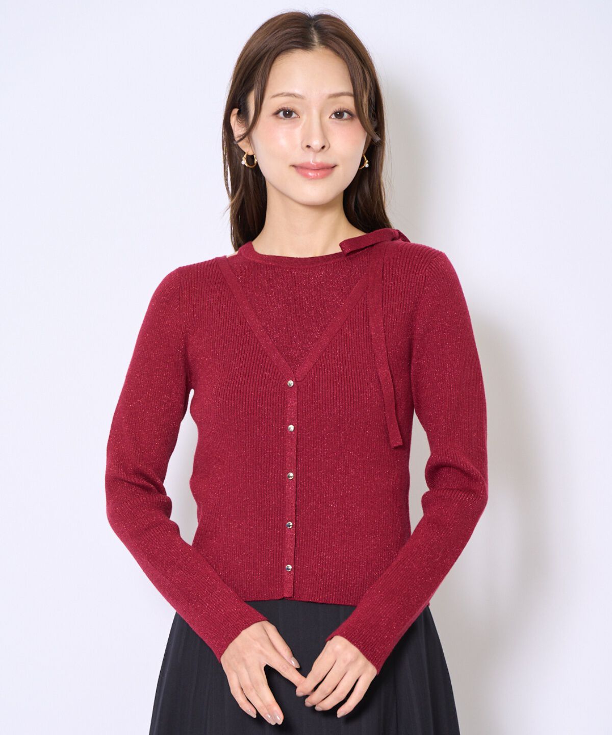 アンドクチュール「ホルタードッキングカーディガン風プルオーバー」|ニット・セーター|