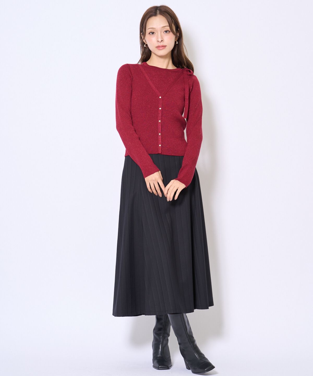 アンドクチュール「ホルタードッキングカーディガン風プルオーバー」|ニット・セーター|