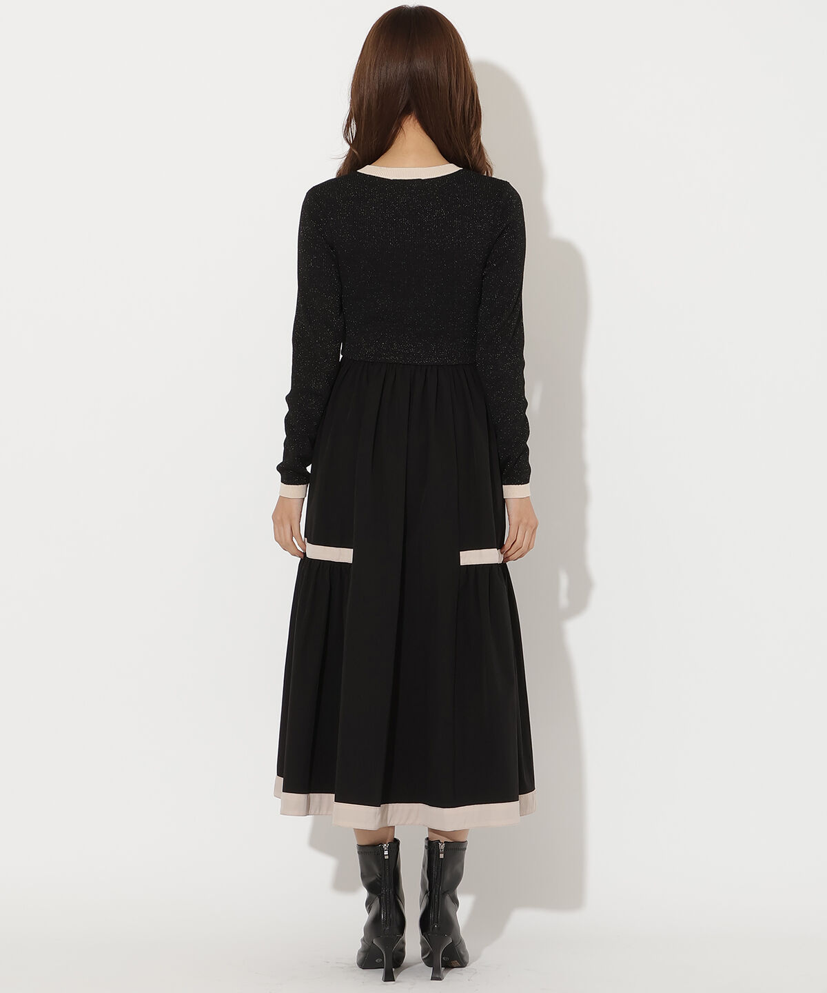 アンドクチュール「ラメ入り配色ドッキングワンピース」|ワンピース|