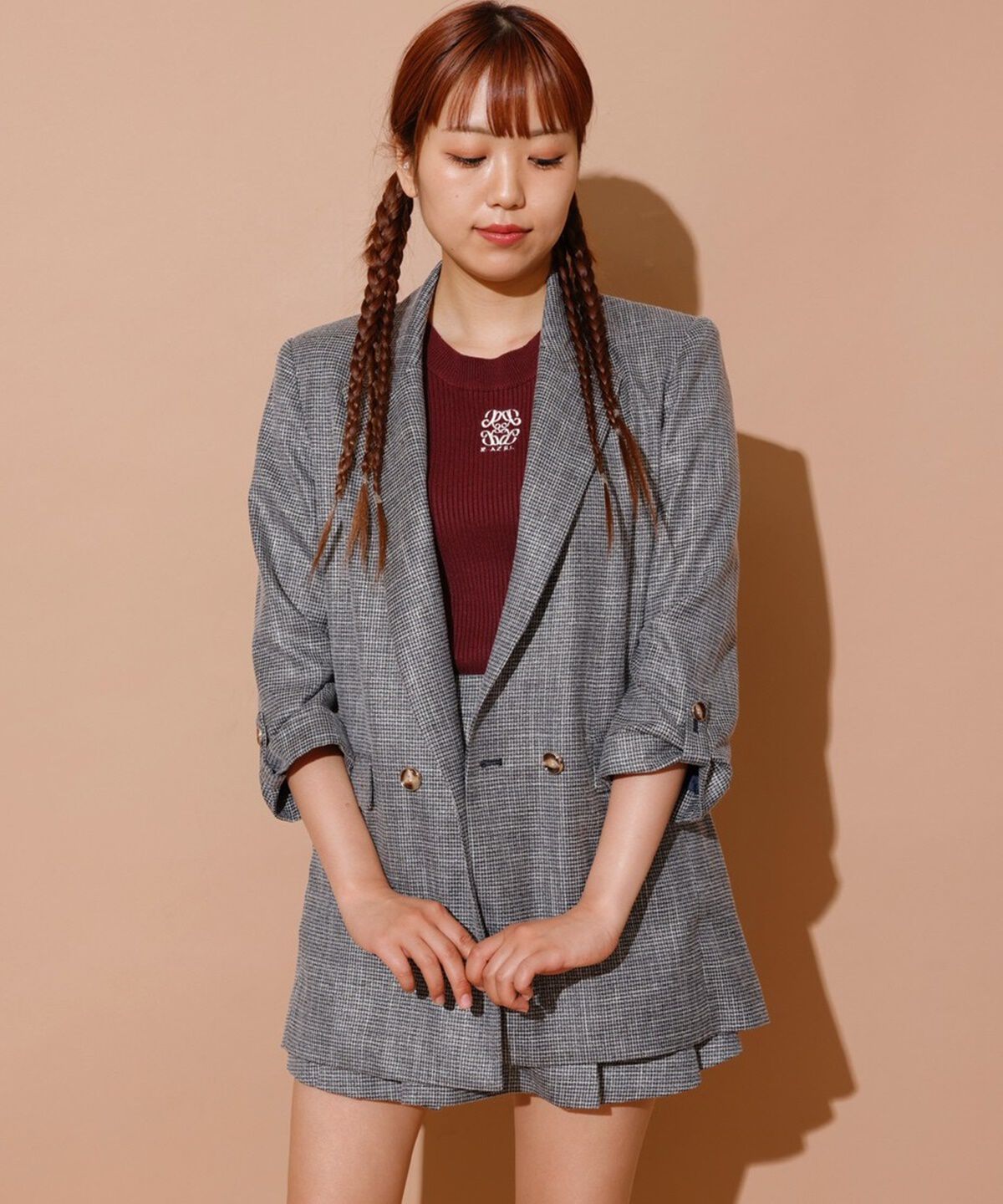 REDYAZEL「ラメツィードプリーツショートパンツ」|キュロット|