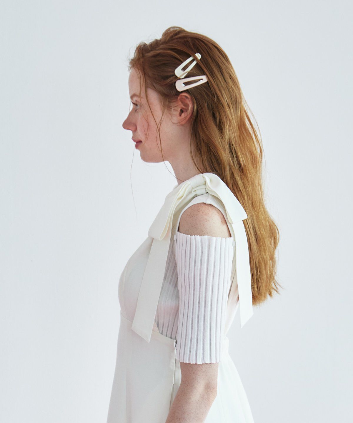 REDYAZEL「オープンショルダーラメリブニット」|ニット・セーター|