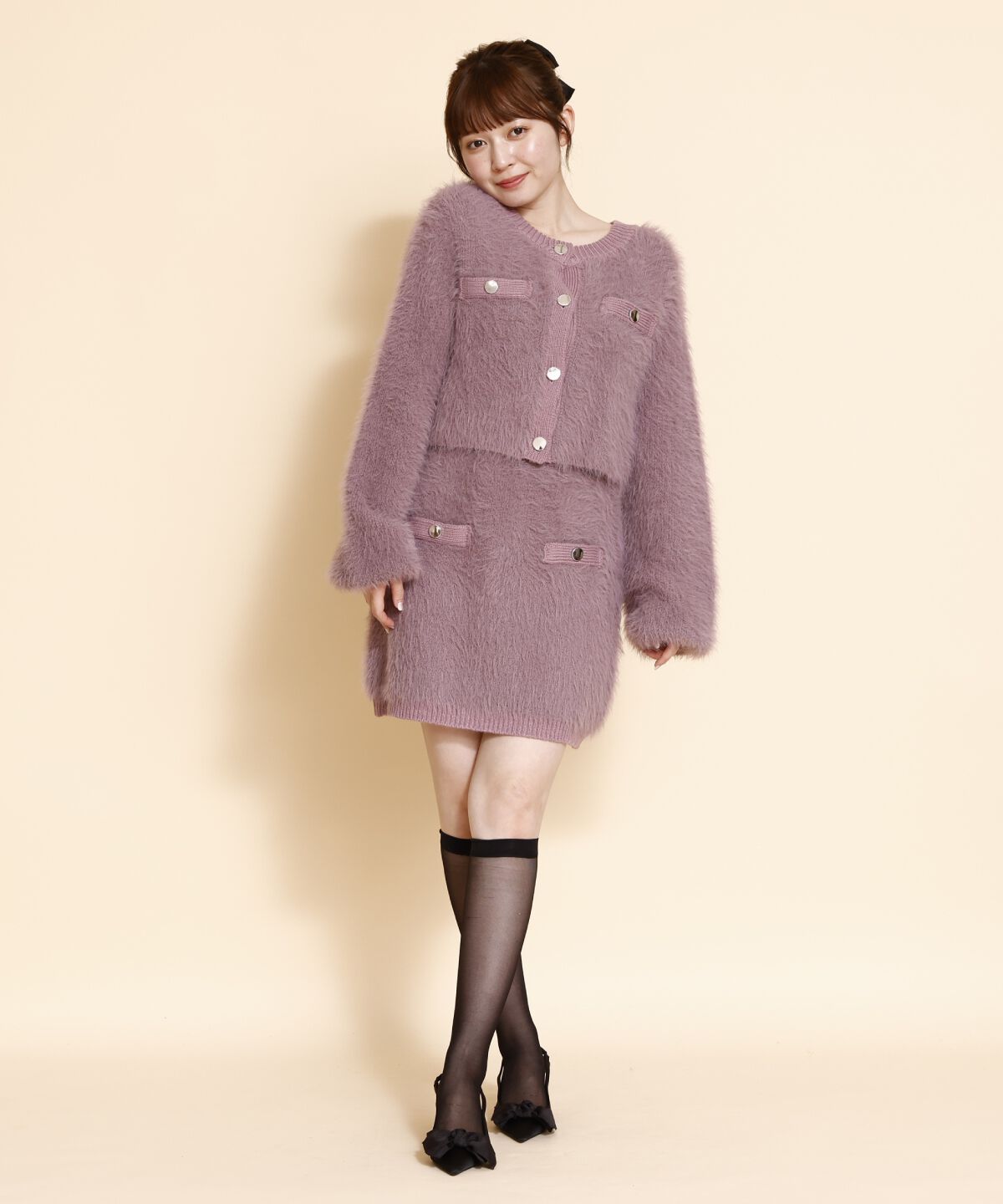 REDYAZEL「シャギーニットミニスカート」|台形|