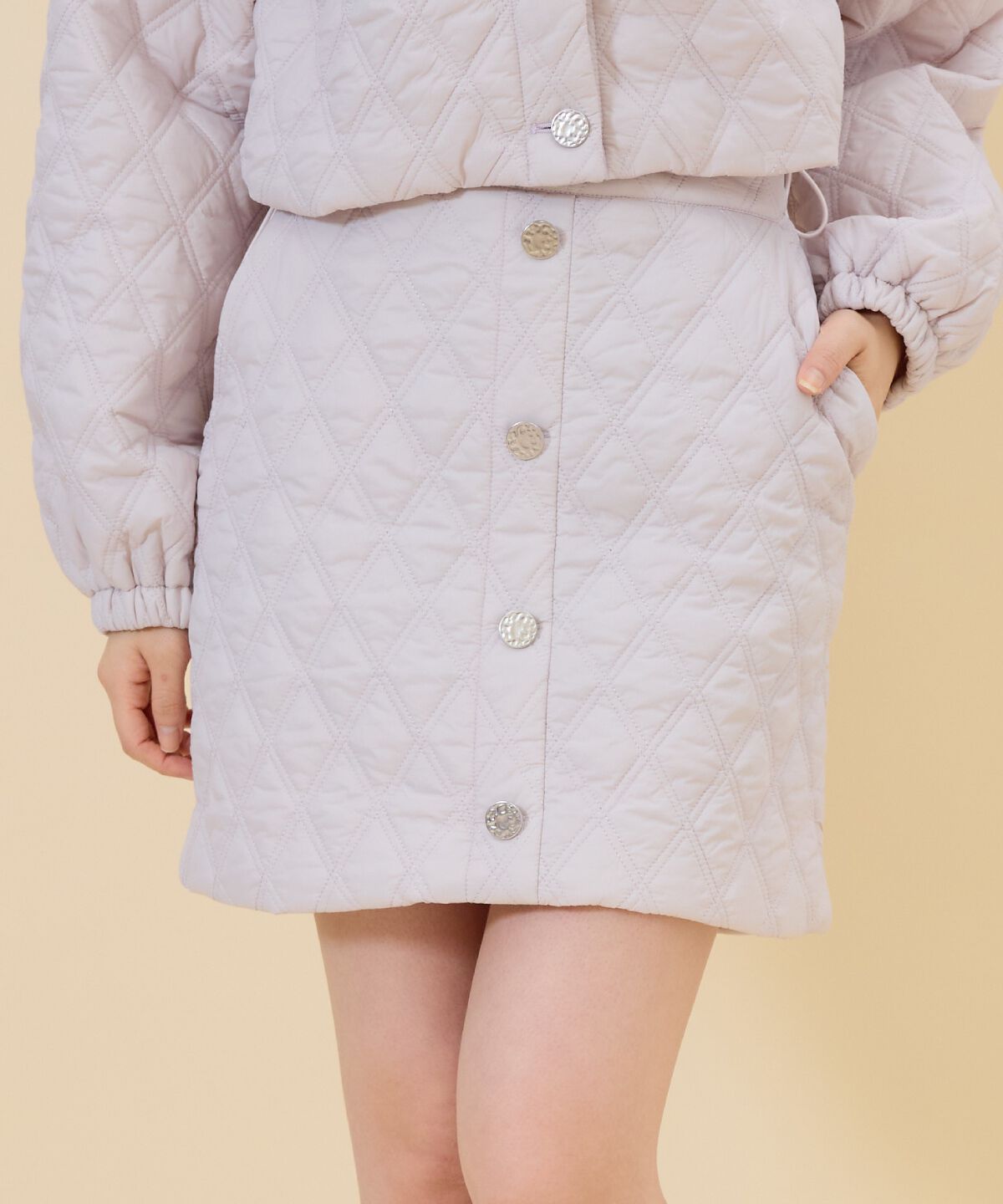 REDYAZEL「キルティングミニスカート」|台形|ピンク