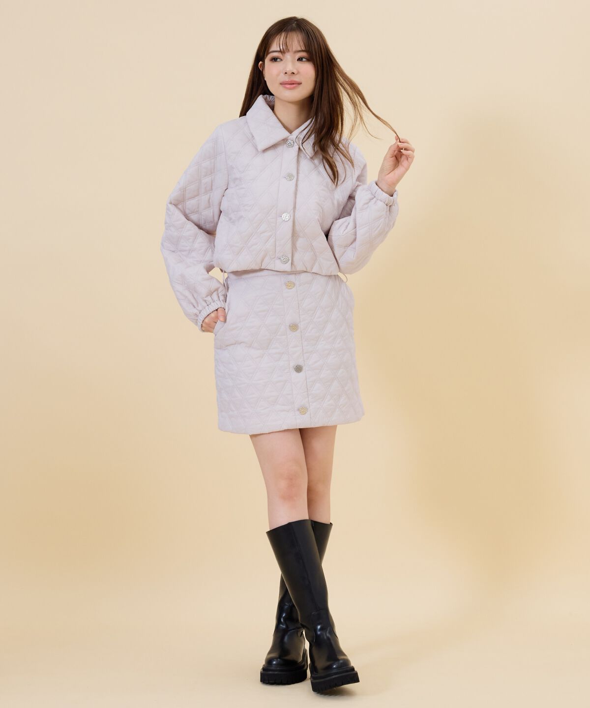 REDYAZEL「キルティングミニスカート」|台形|