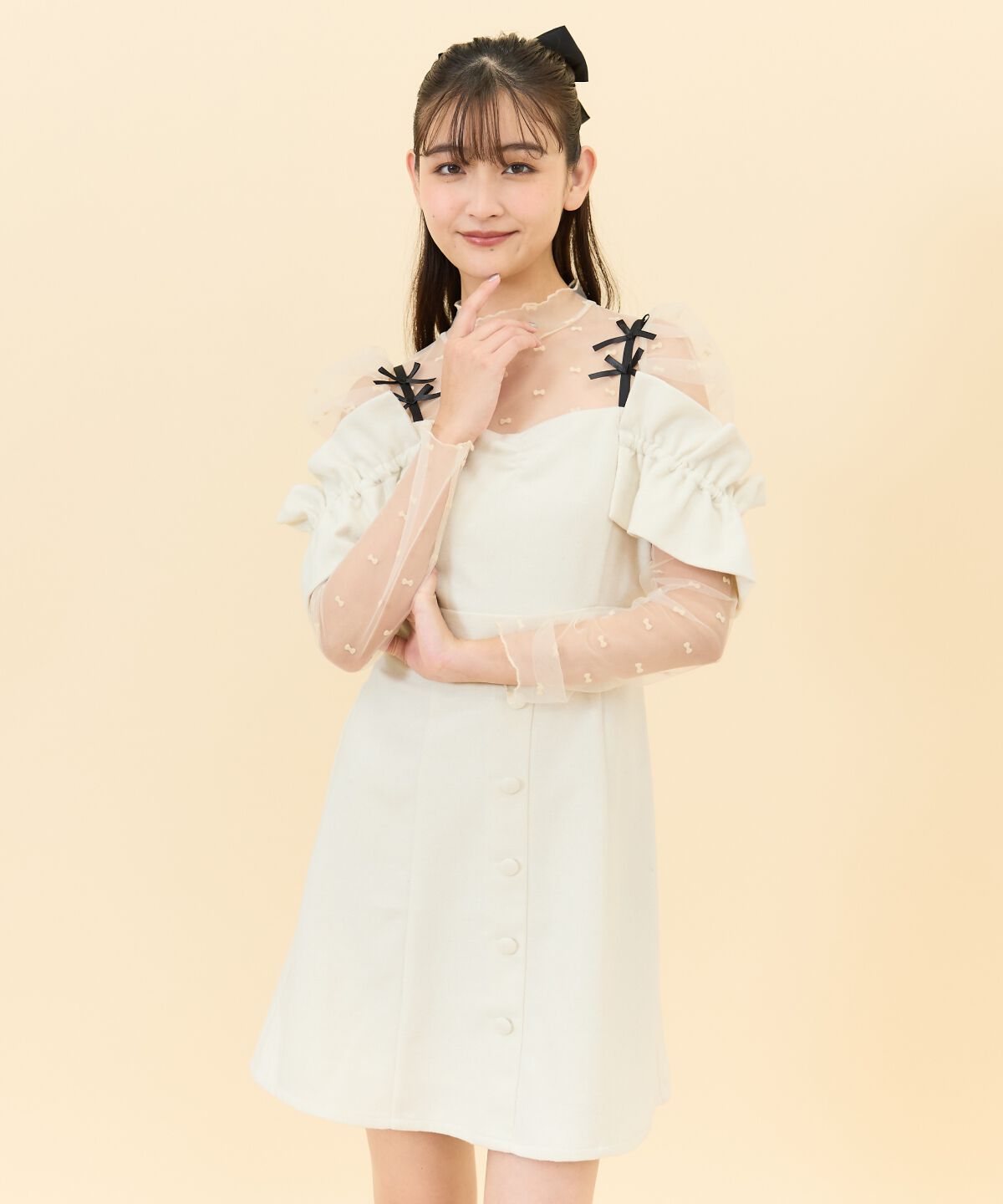 REDYAZEL「シャーリングショルダーミニワンピース」|ワンピース|