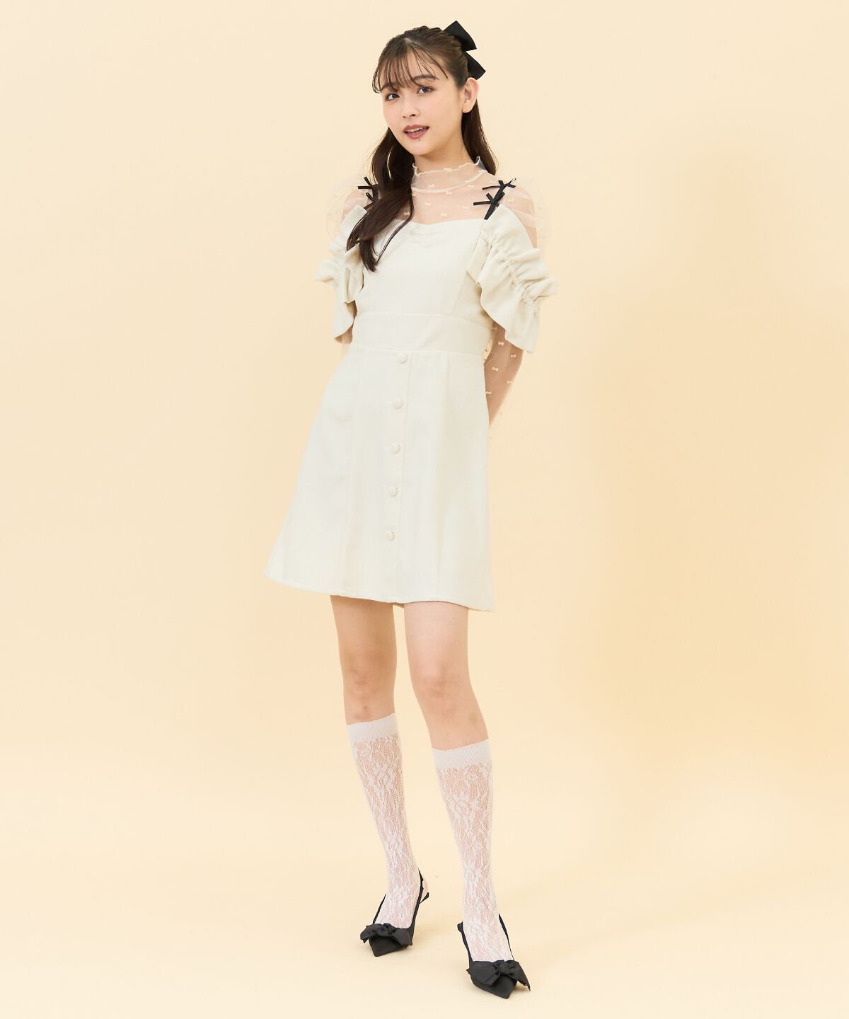 REDYAZEL「シャーリングショルダーミニワンピース」|ワンピース|