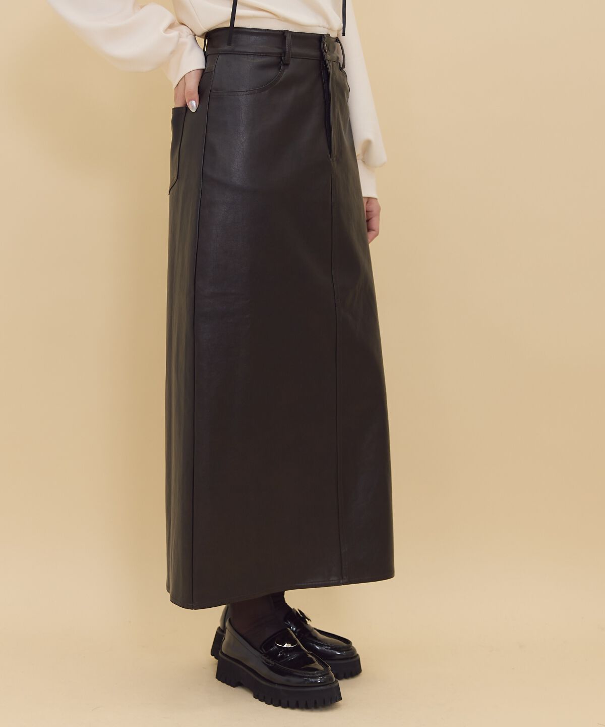 REDYAZEL「レザーロングスカート」|タイト|