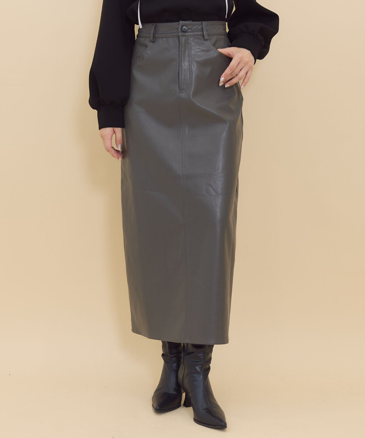REDYAZEL「レザーロングスカート」|タイト|