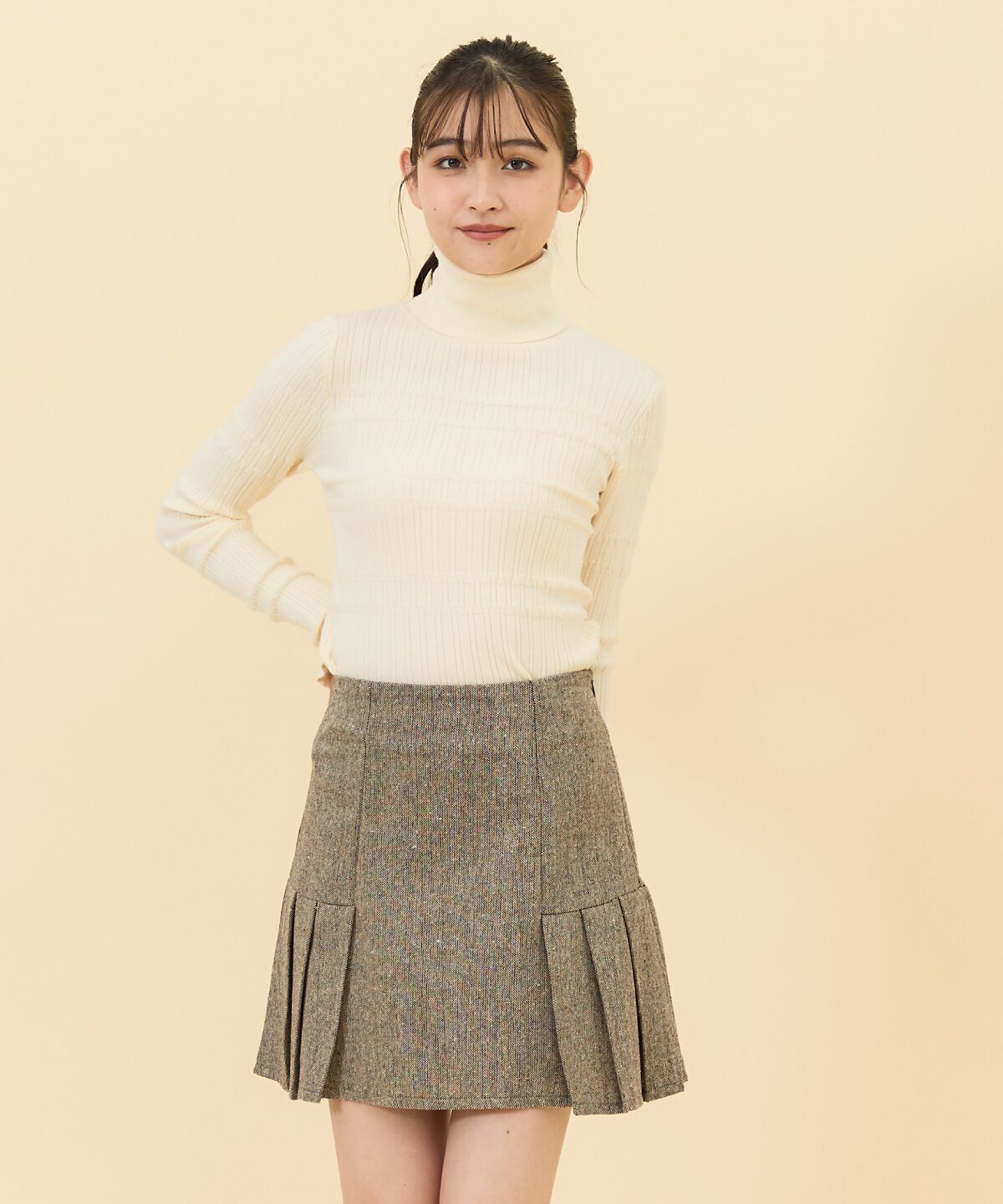 REDYAZEL「ネッププリーツミニスカート」|タイト|
