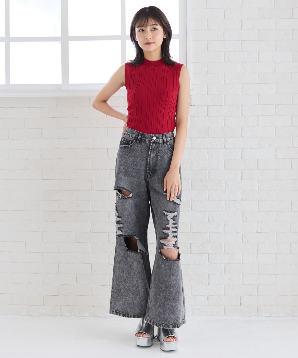 REDYAZEL「ランダムリブニット」|キャミソール|