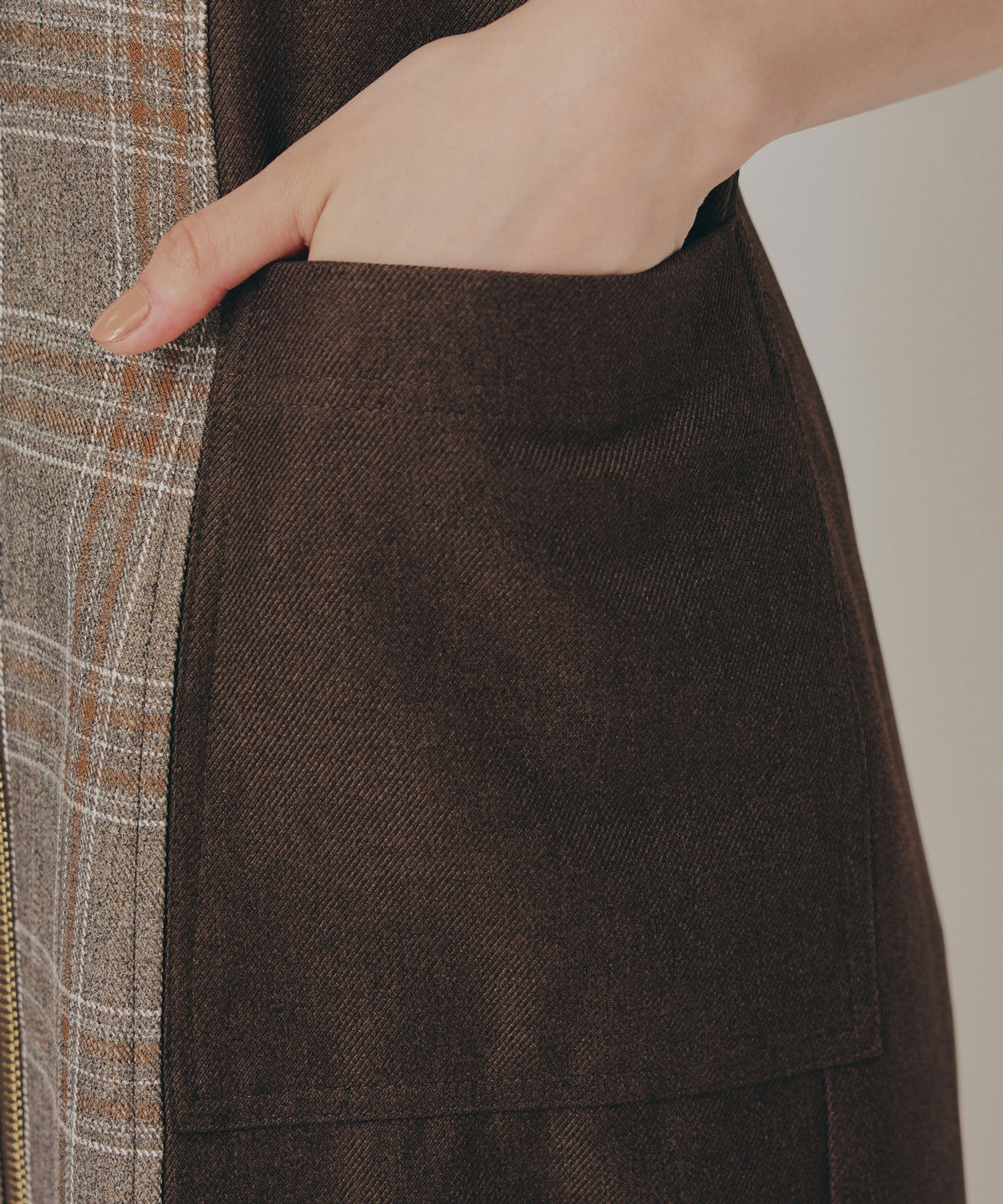 REDYAZEL「フロントジップバイカラーチェックワンピース」|ワンピース|