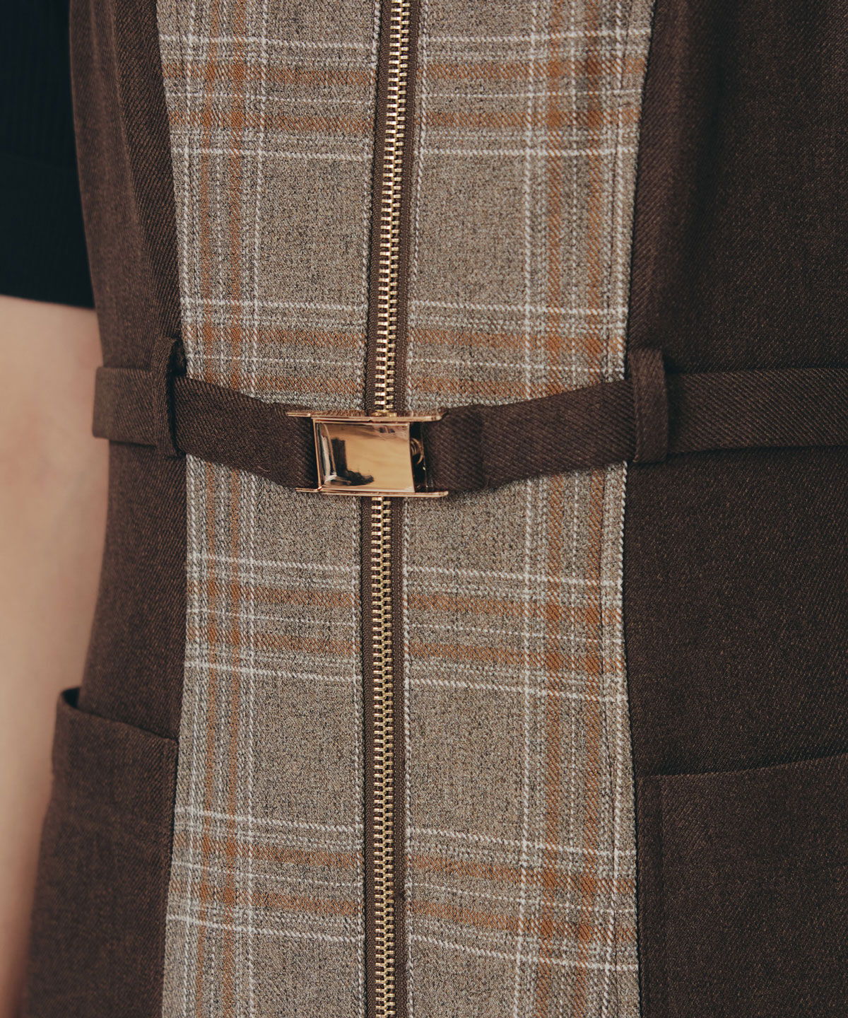 REDYAZEL「フロントジップバイカラーチェックワンピース」|ワンピース|