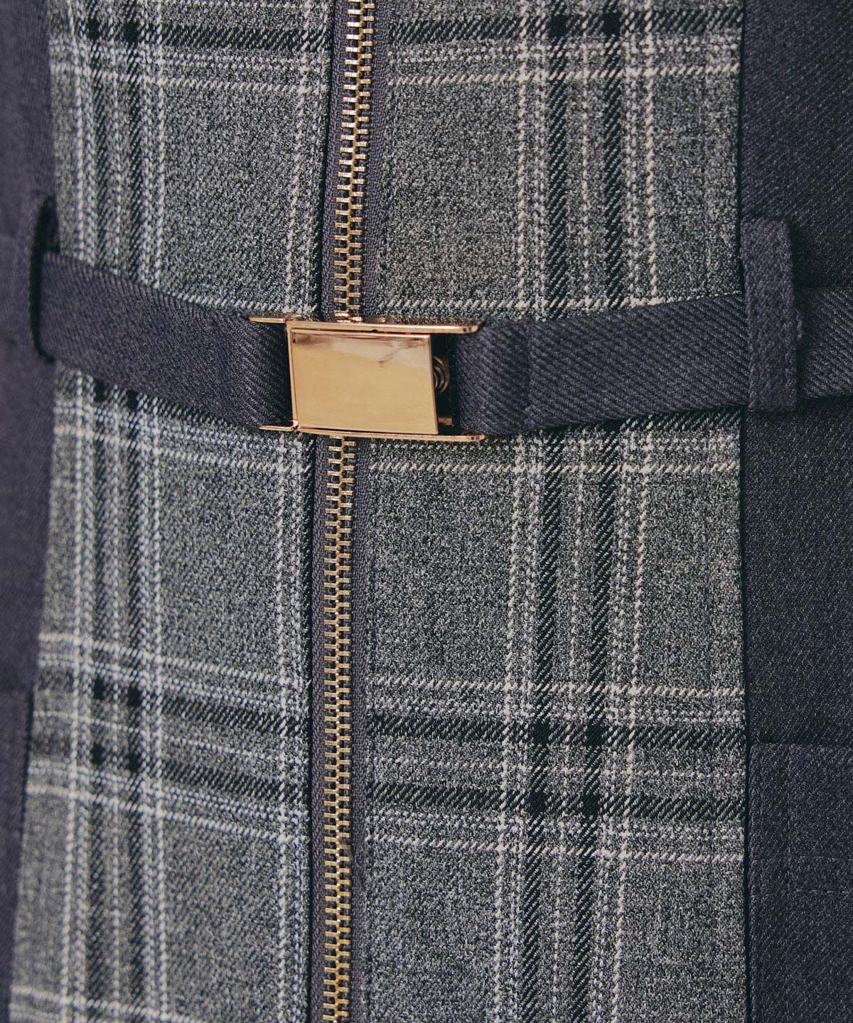 REDYAZEL「フロントジップバイカラーチェックワンピース」|ワンピース|