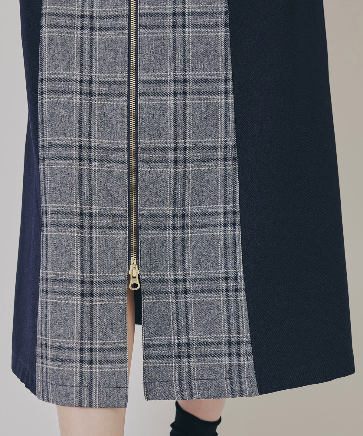 REDYAZEL「フロントジップバイカラーチェックワンピース」|ワンピース|