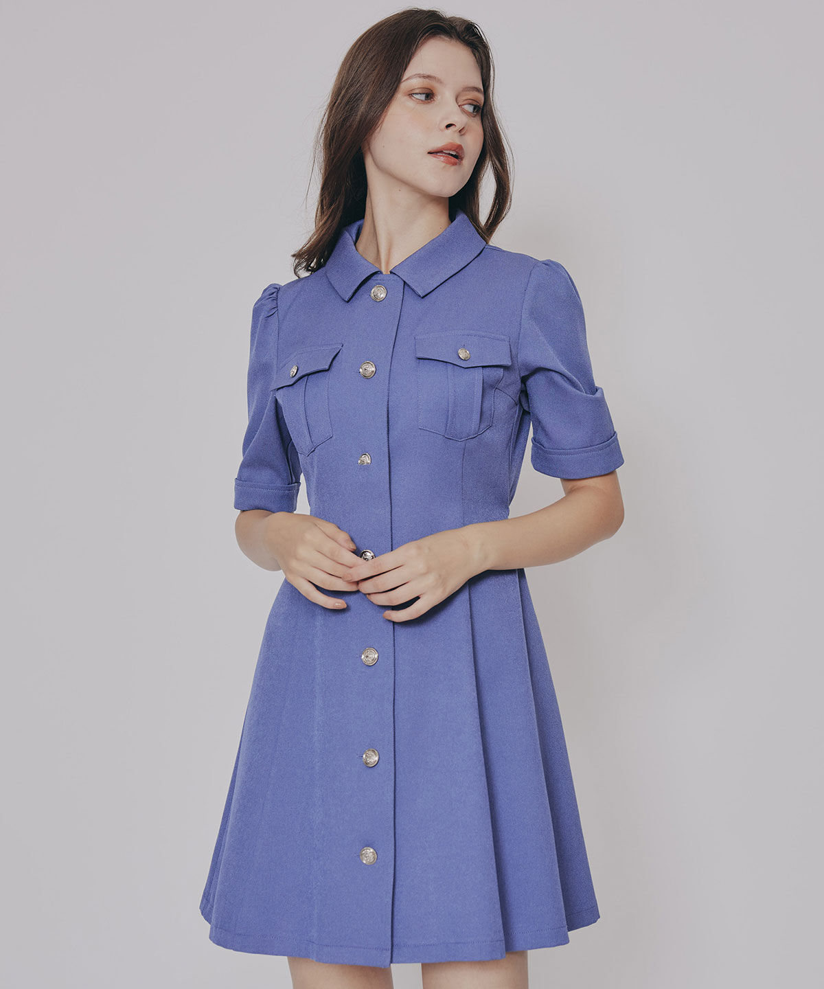 REDYAZEL「エンブレムボタンツイルシャツワンピース」|ワンピース|