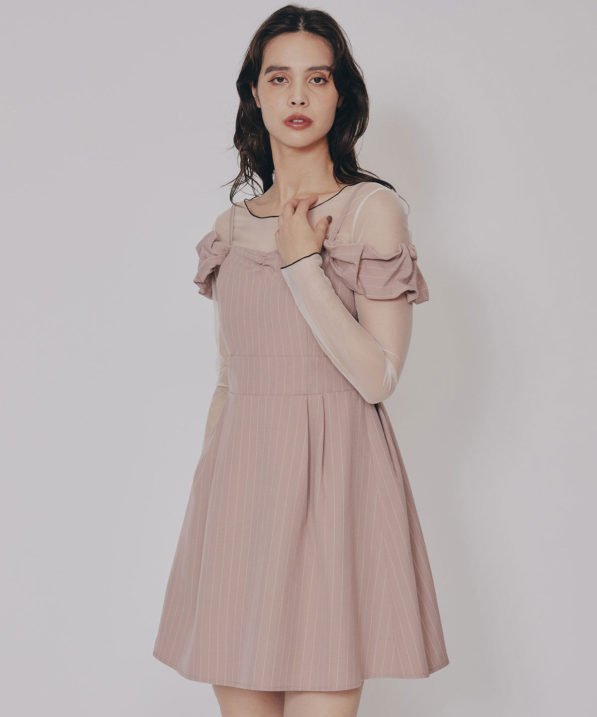 REDYAZEL「ストライプ2WAYフレアミニワンピース」|ワンピース|red/borderｽﾄﾗｲﾌﾟ