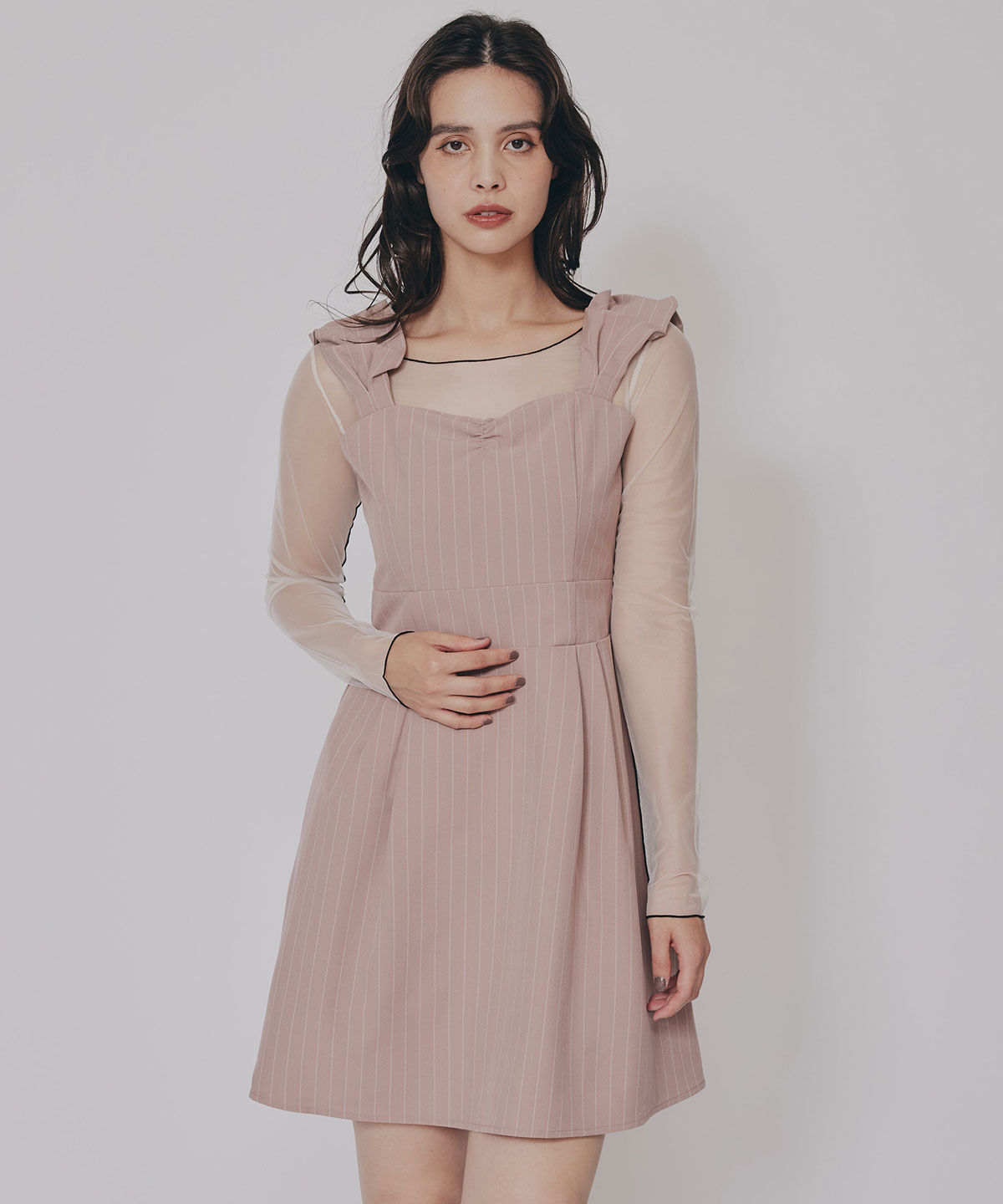 REDYAZEL「ストライプ2WAYフレアミニワンピース」|ワンピース|