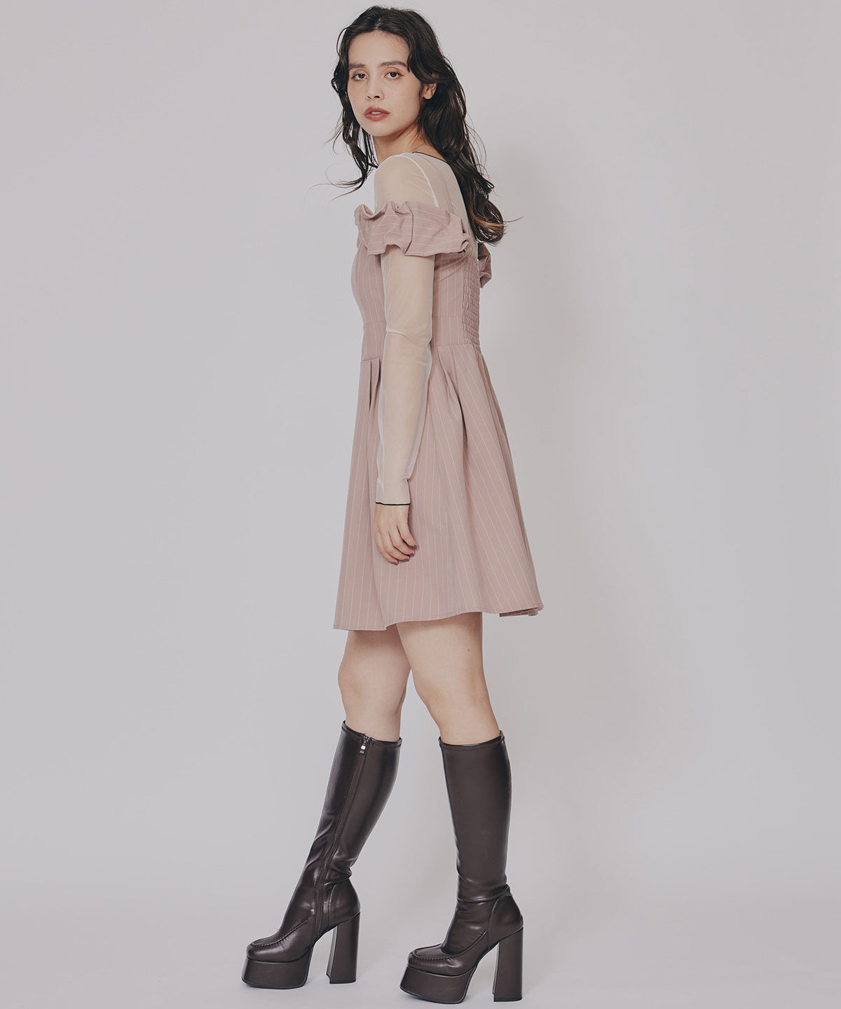 REDYAZEL「ストライプ2WAYフレアミニワンピース」|ワンピース|