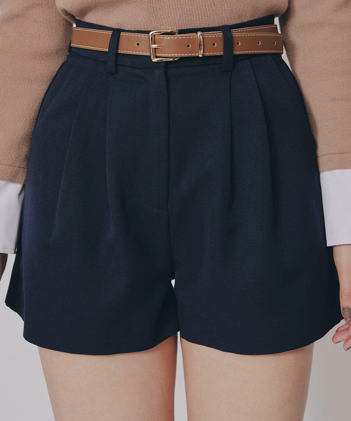 REDYAZEL「ハイウエストタックショートパンツ」|キュロット|