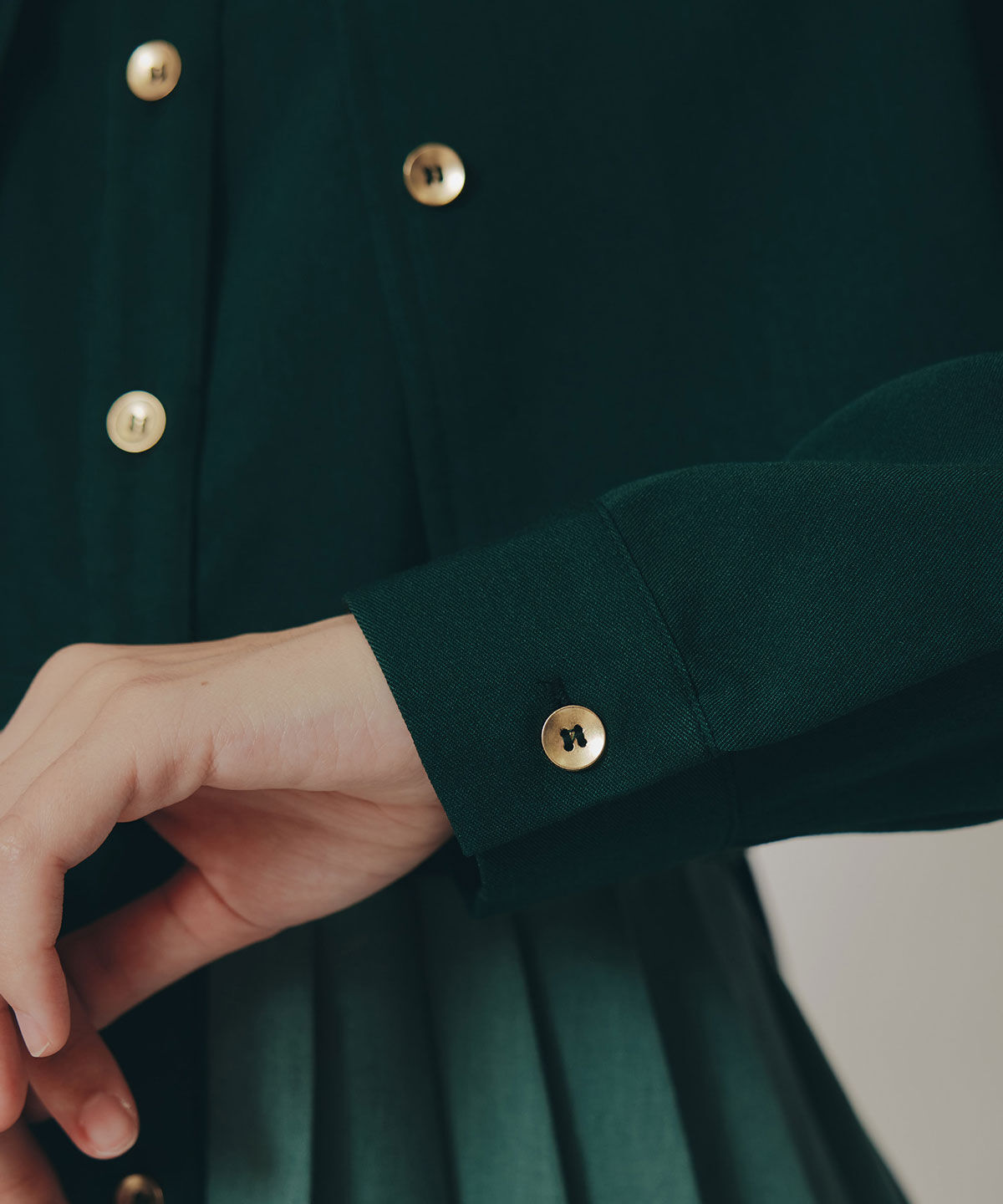 REDYAZEL「バイカラーアシメプリーツロングスリーブシャツワンピース」|ワンピース|