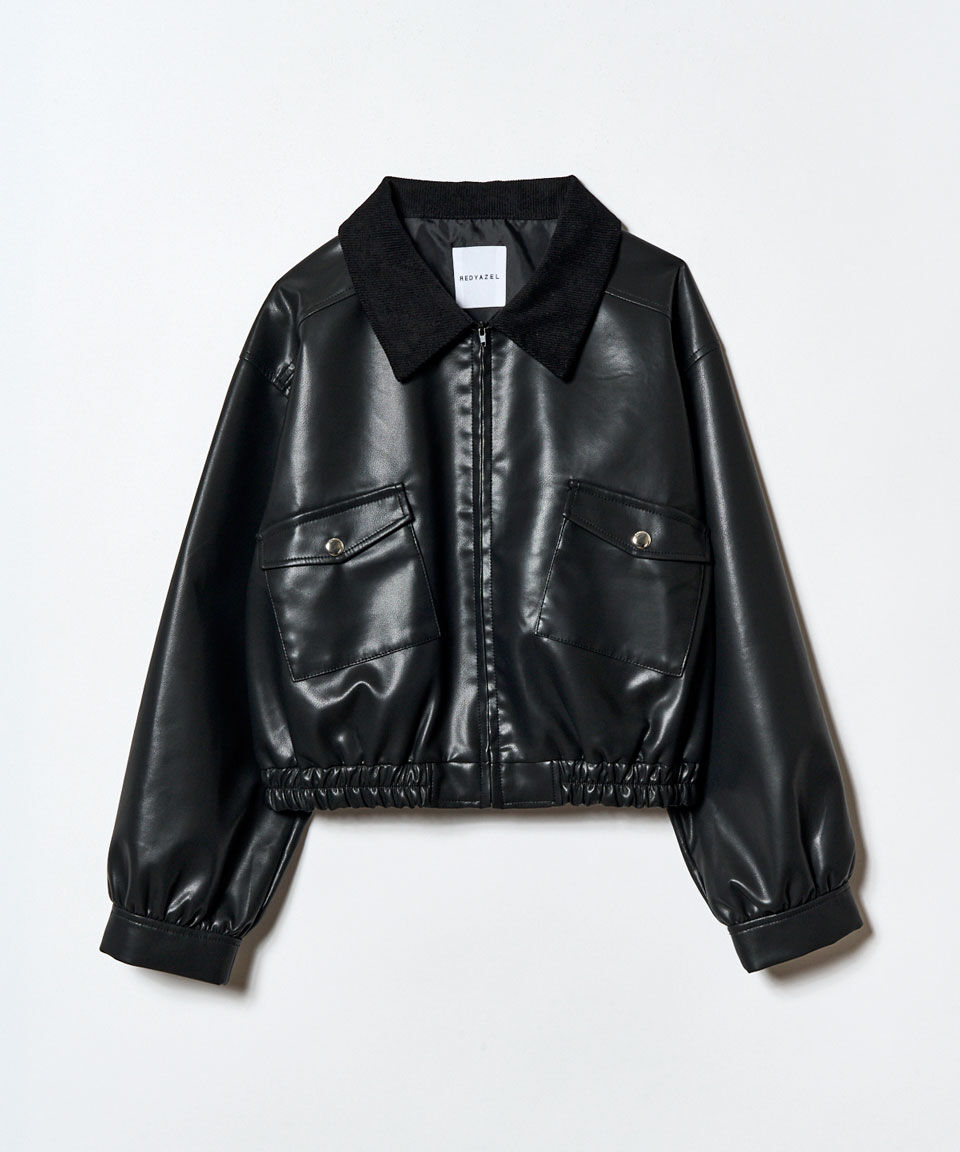 REDYAZEL「フェイクレザージップブルゾン」|ブルゾン・スタジャン|