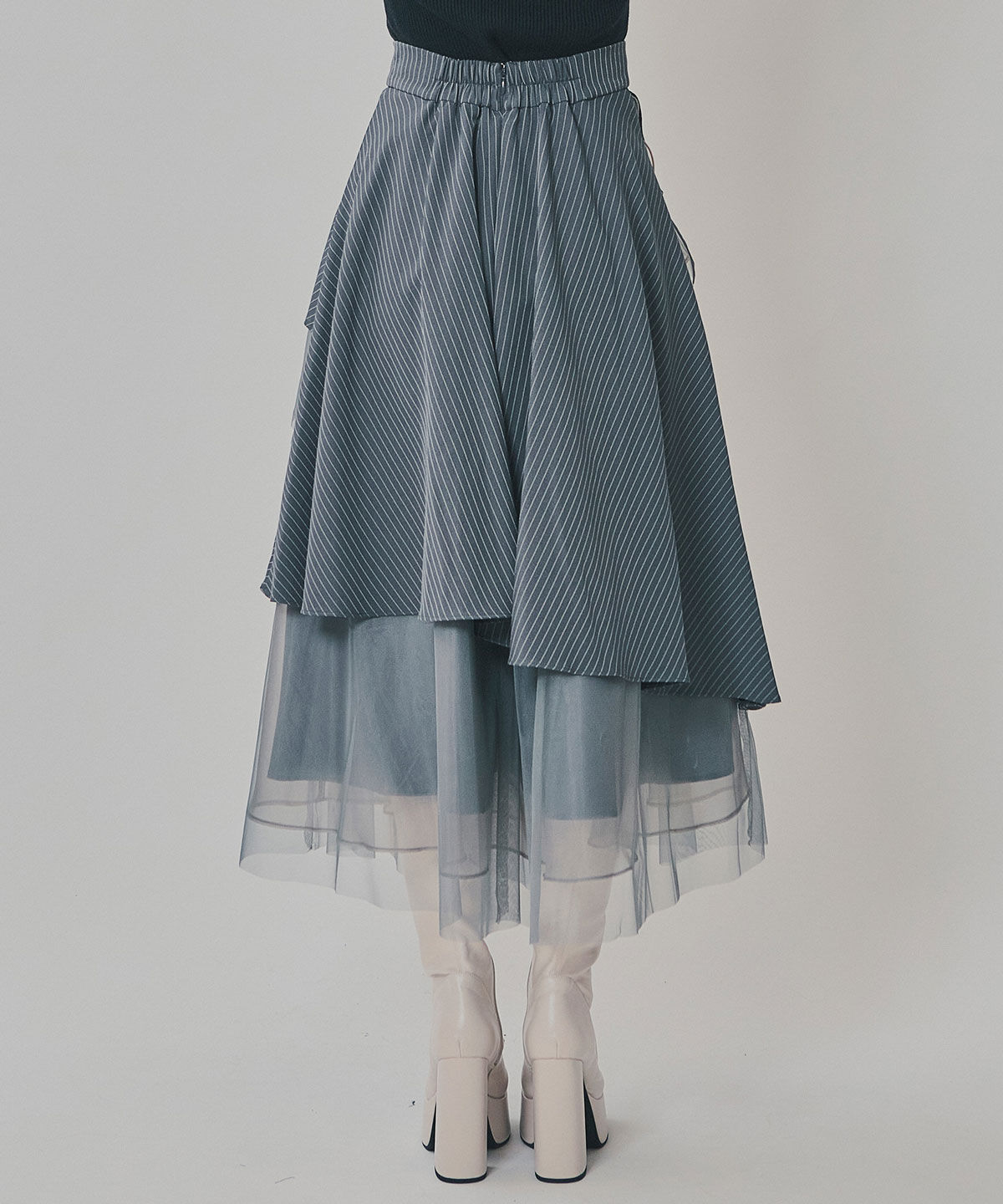 REDYAZEL「シアーMIXティアードスカート」|フレア|
