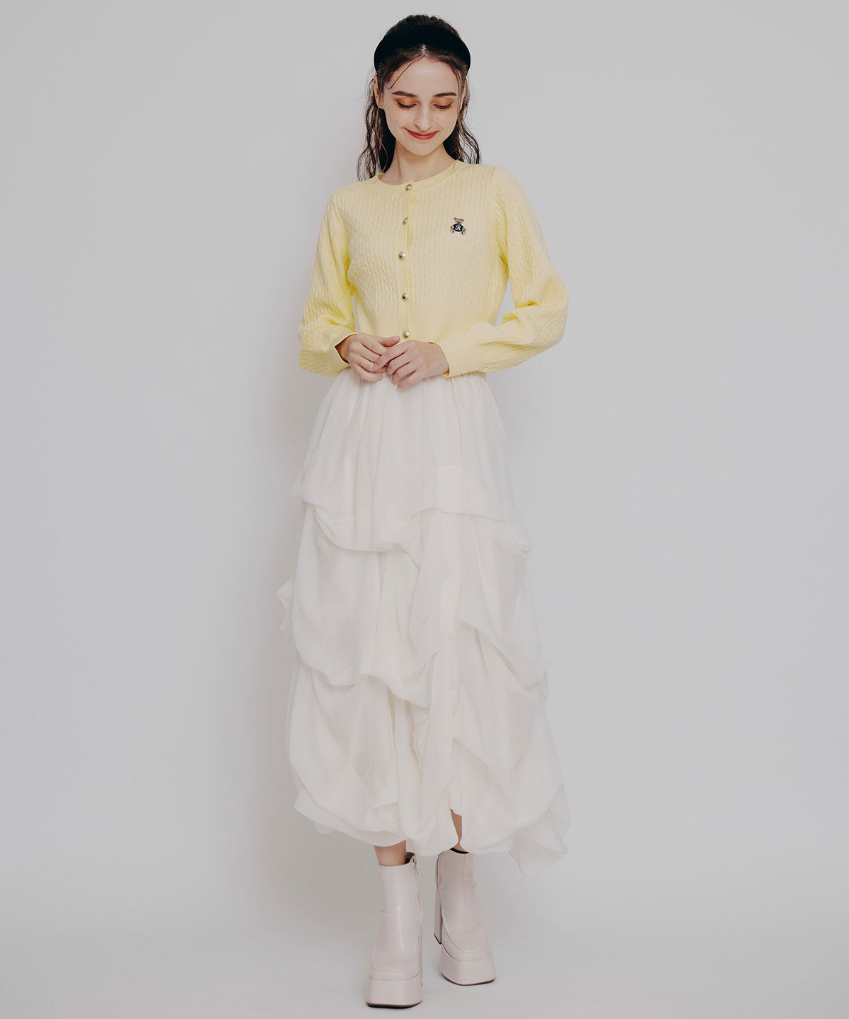 REDYAZEL「Azelyミニケーブルニットカーディガン」|カーディガン|