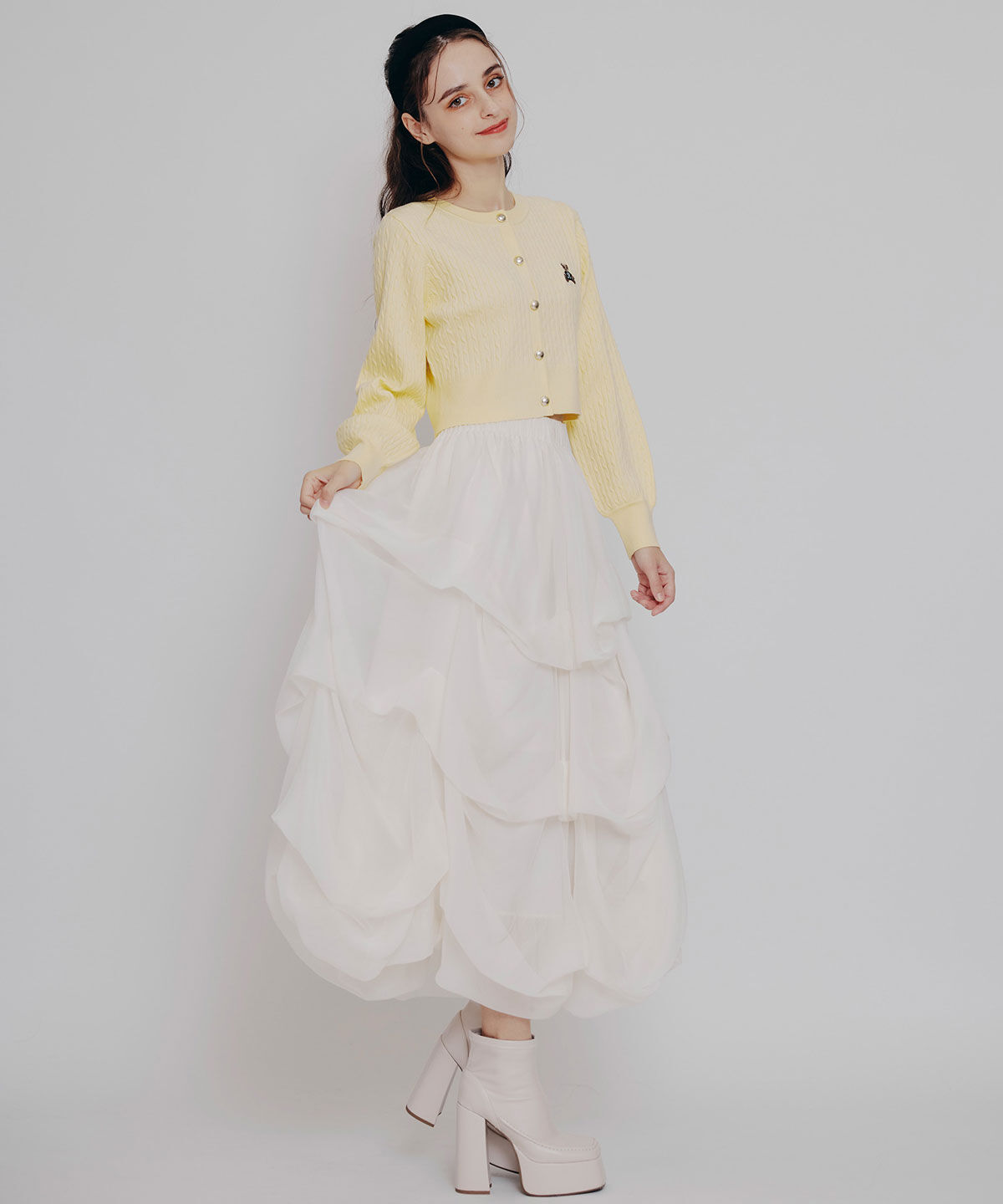 REDYAZEL「Azelyミニケーブルニットカーディガン」|カーディガン|