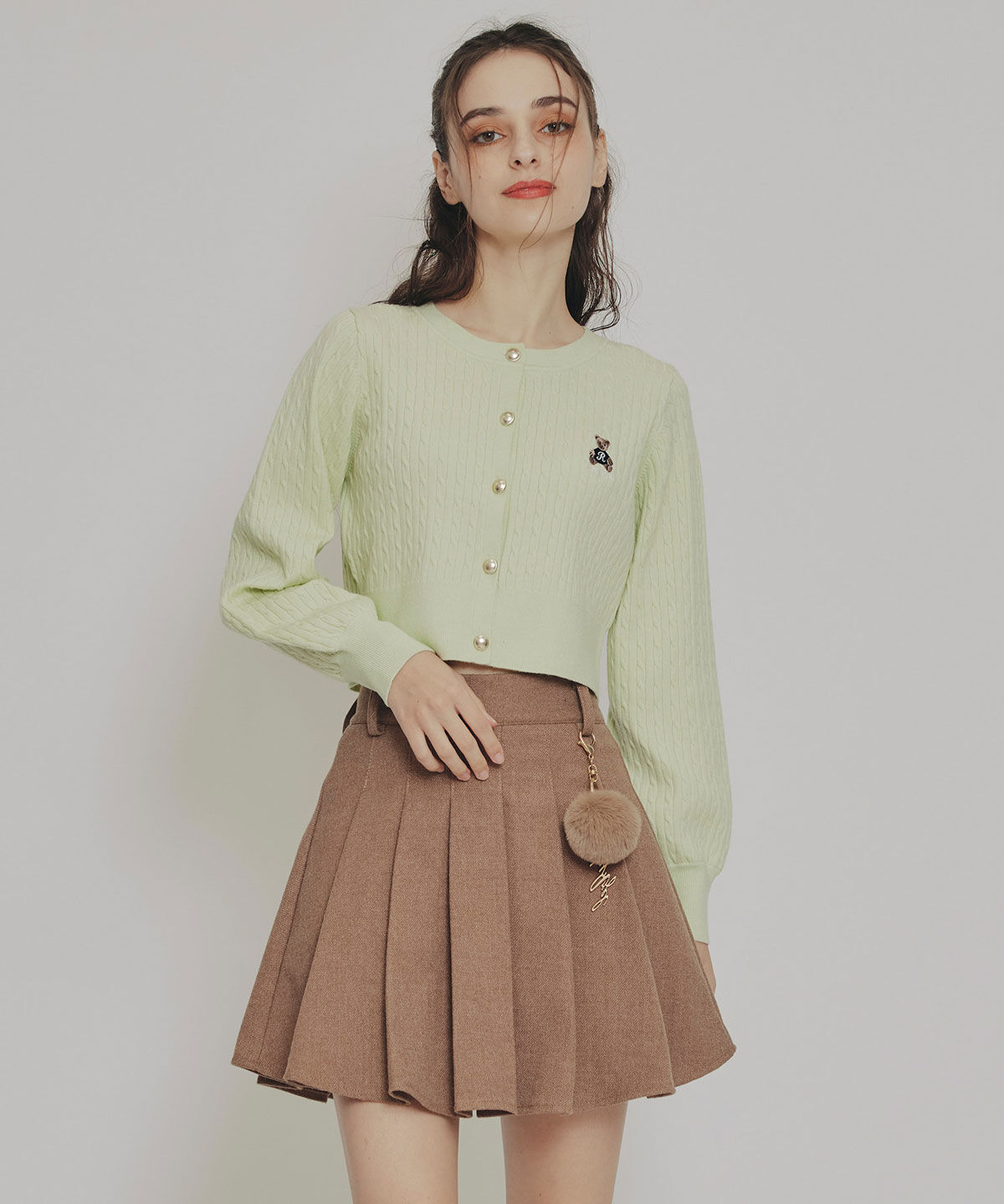 REDYAZEL「Azelyミニケーブルニットカーディガン」|カーディガン|