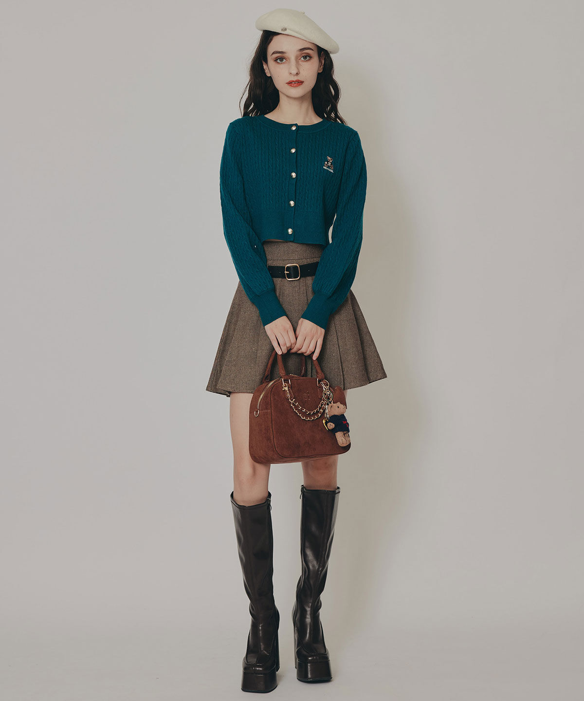 REDYAZEL「Azelyミニケーブルニットカーディガン」|カーディガン|