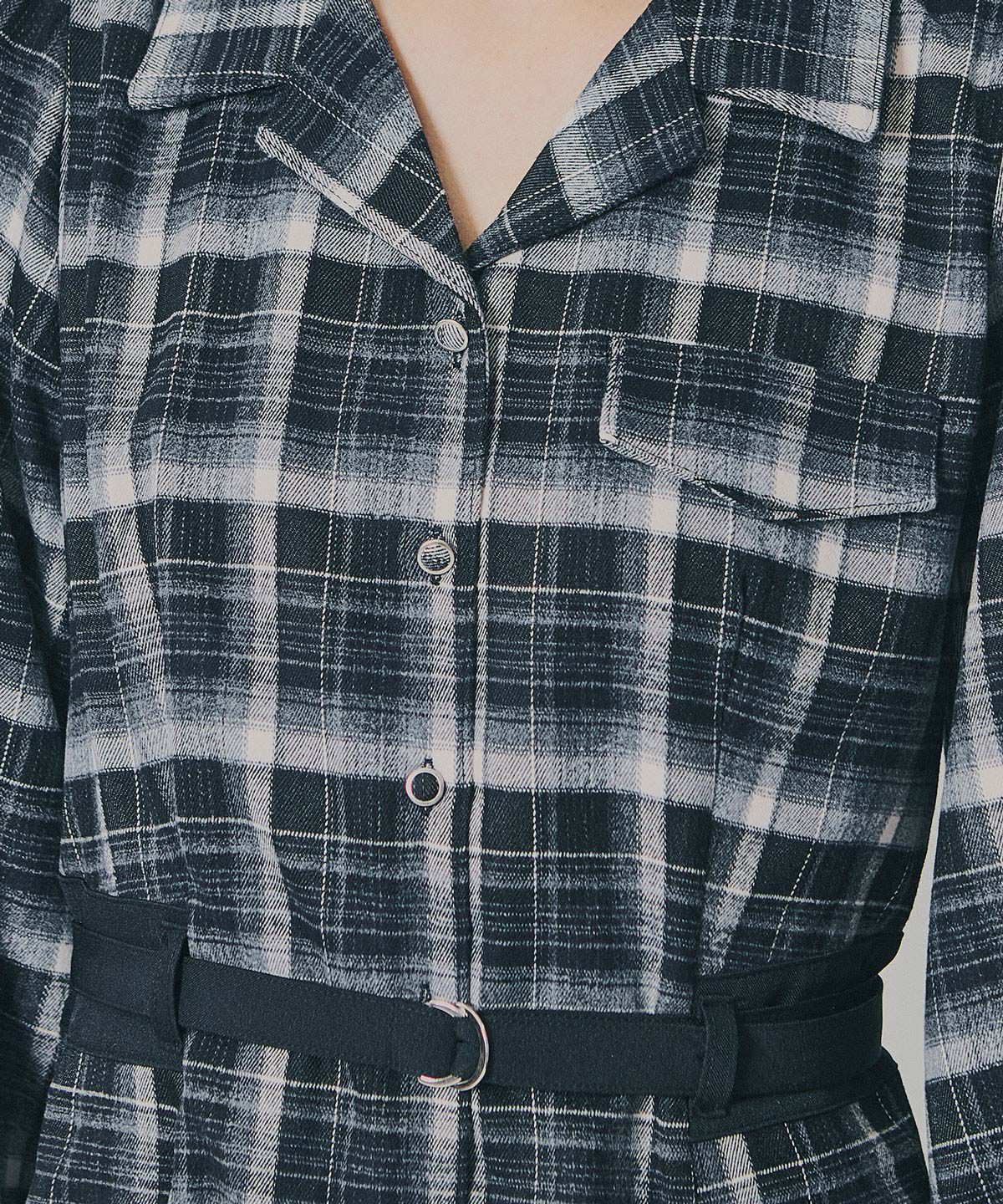 REDYAZEL「ウエストベルトチェックミニワンピース」|ワンピース|