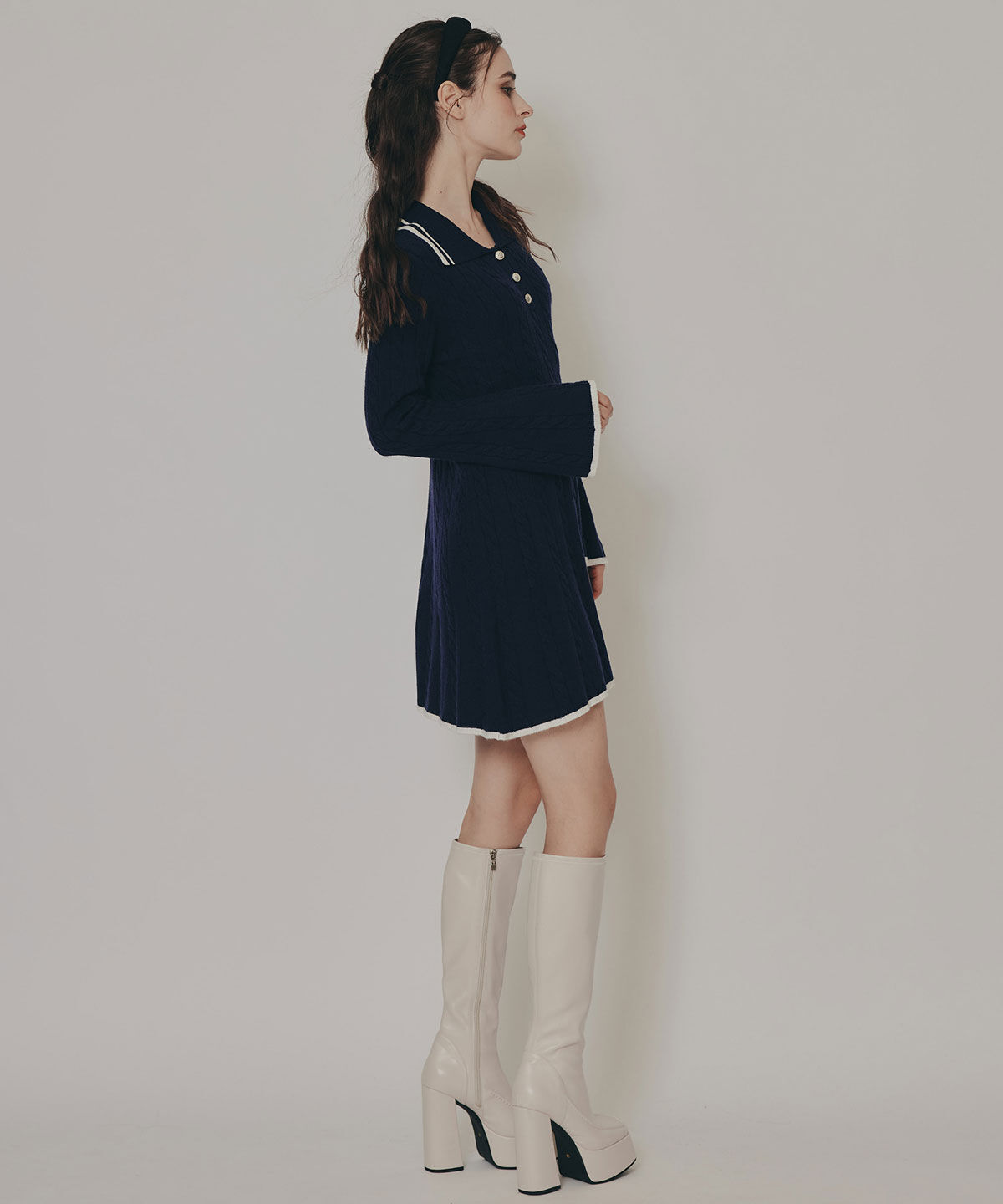 REDYAZEL「ラインケーブルミニニットワンピース」|ワンピース|