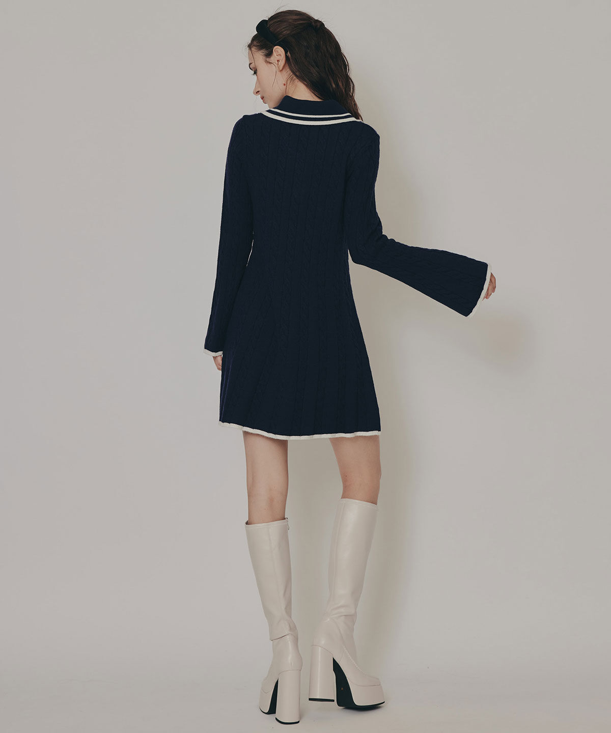REDYAZEL「ラインケーブルミニニットワンピース」|ワンピース|