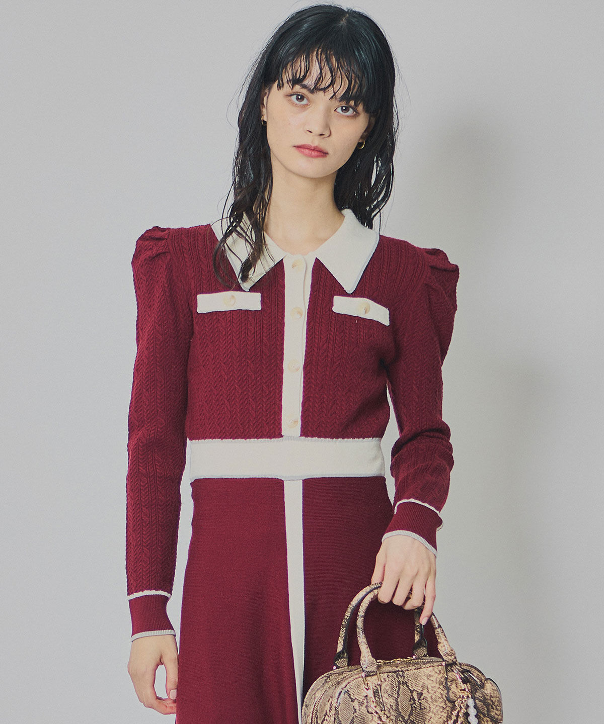 REDYAZEL「マルチケーブルバイカラーニットワンピース」|ワンピース|