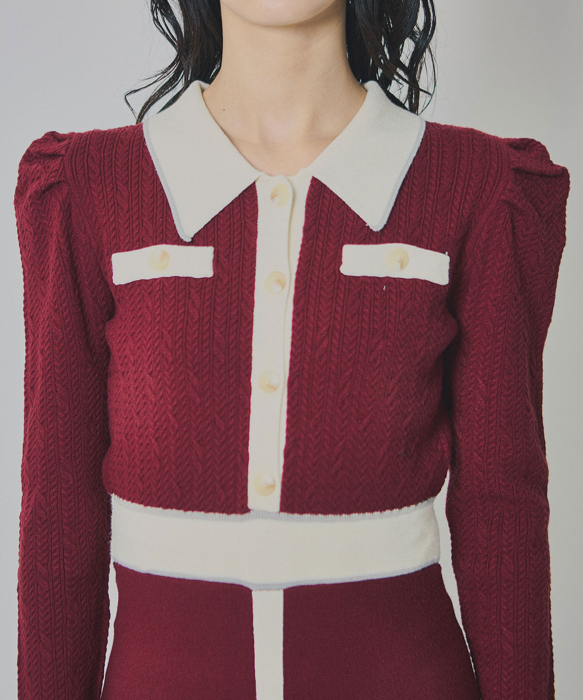 REDYAZEL「マルチケーブルバイカラーニットワンピース」|ワンピース|