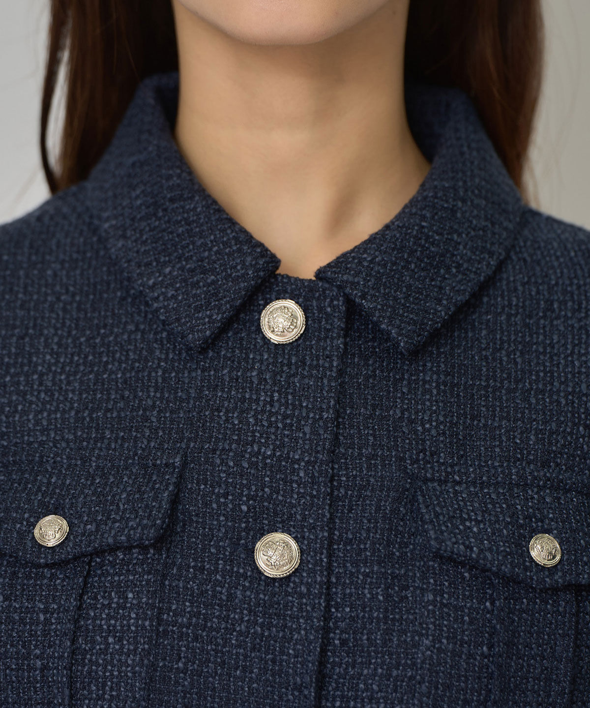 REDYAZEL「エンブレムボタンツイードシャツミニワンピース」|ワンピース|