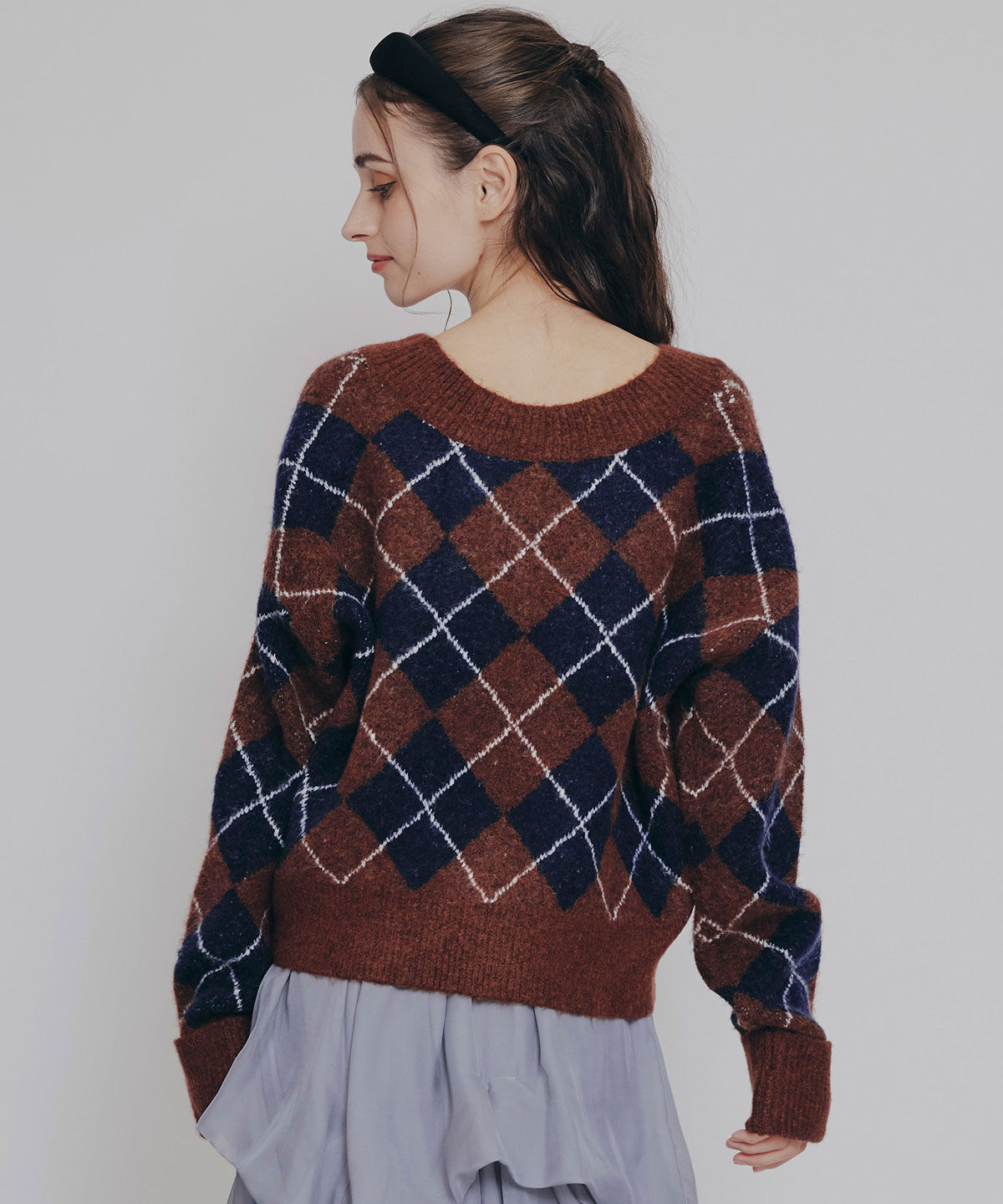 REDYAZEL「アーガイルVネックニットプルオーバー」|ニット・セーター|